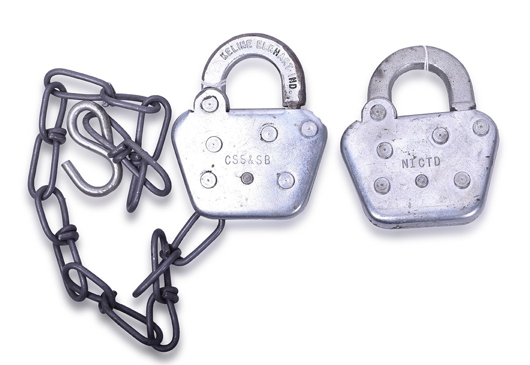 155 - Pair of Keline NICTD and Chicago, South Shore, & South Bend Railroad Locks thumbnail