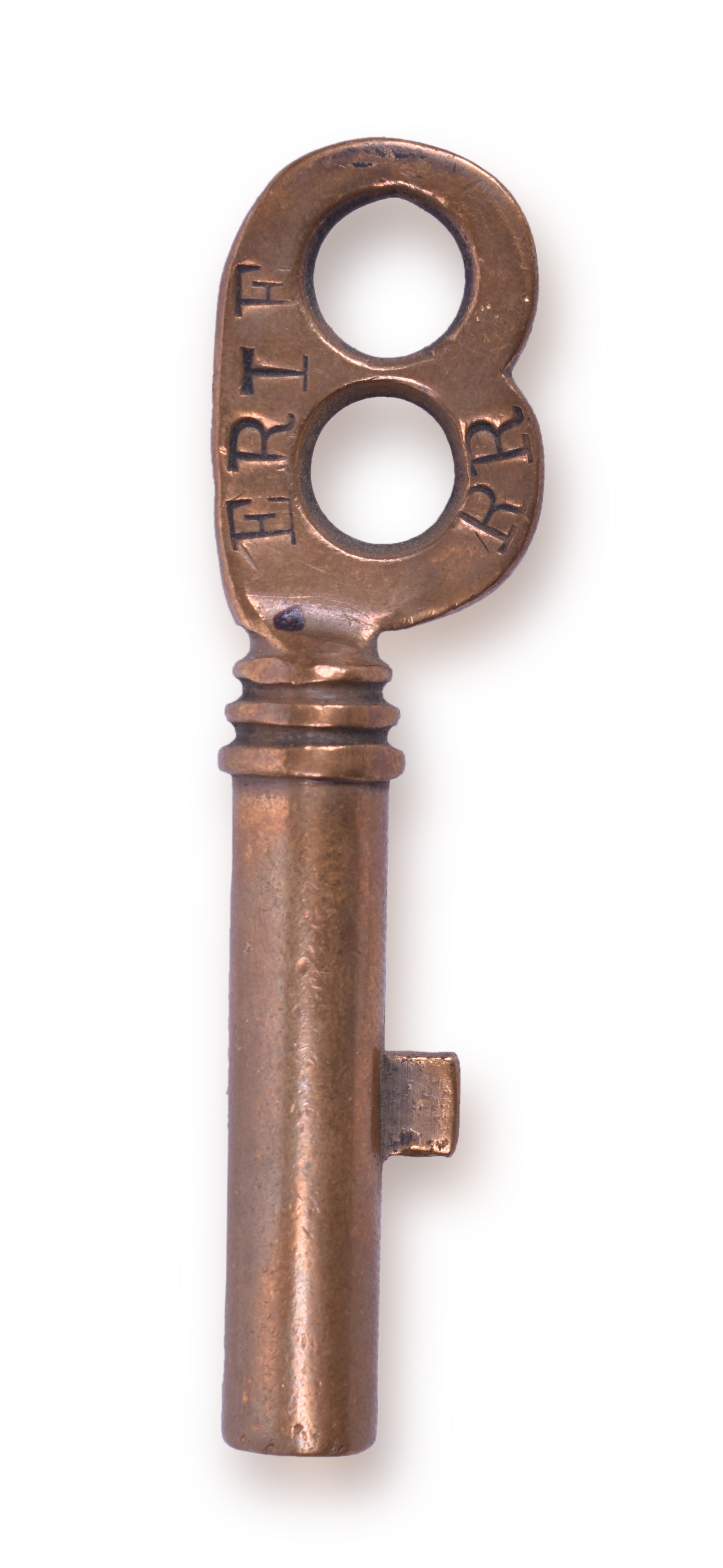 156 - Erie Railroad Double Hilt Brass Key w/ Serif Font thumbnail