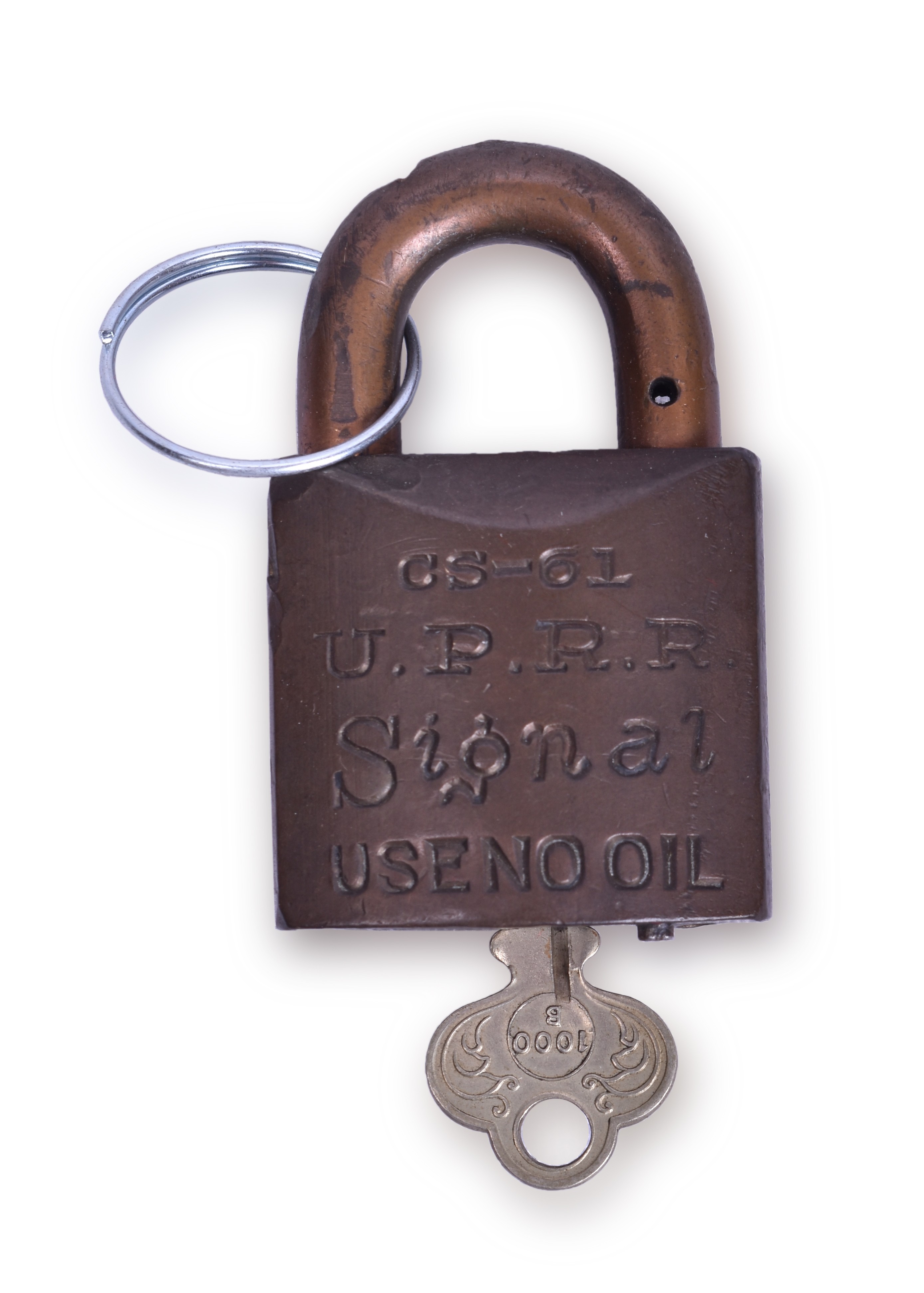 158 - Union Pacific Railroad Signal Lock CS-61 w/ Serif Font and ILCO Key thumbnail
