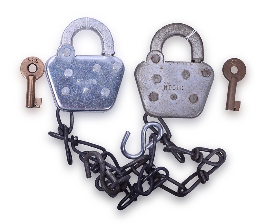 161 - Pair of Keline NICTD (South Shore Railroad) Railroad Locks w/ Keys thumbnail