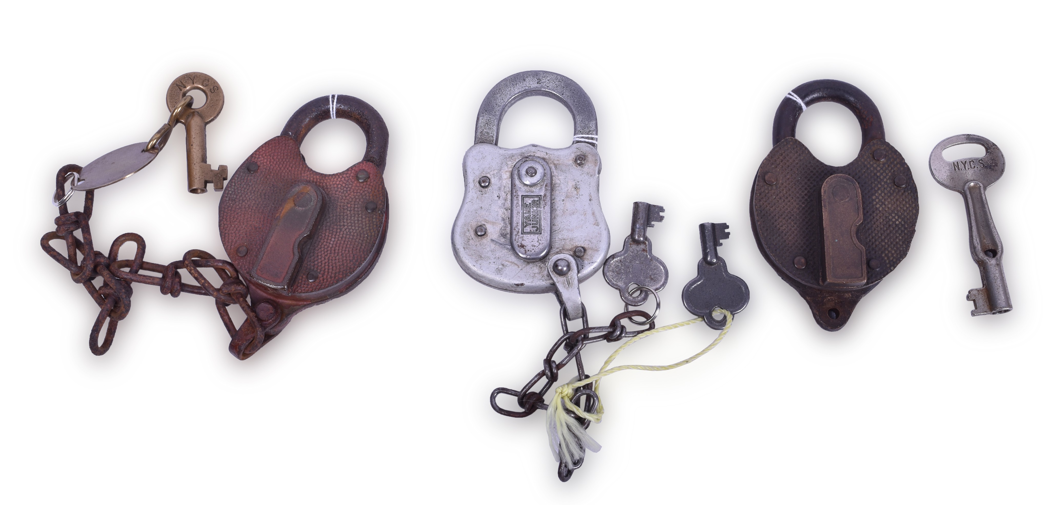 175 - Group of Three Yale, Yale Junior, and Miller Locks w/ New York Central Railroad Keys thumbnail