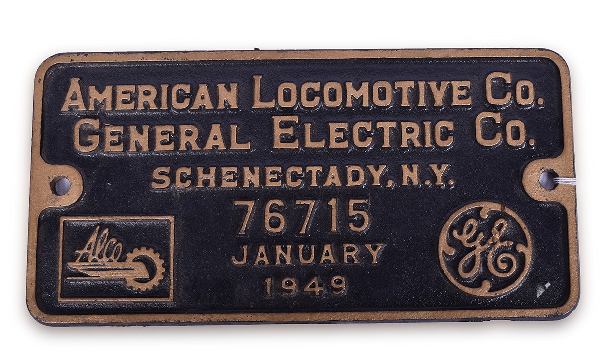 184 - ALCO / General Electric Cast Builders Plate - Erie Railroad FB1 #734-C thumbnail