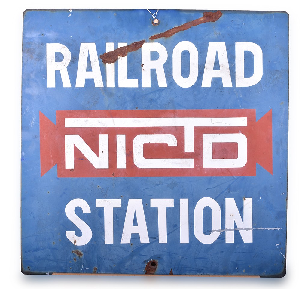 193 - NICTD / Chicago, South Shore, & South Bend Railroad Painted Steel Station Sign thumbnail