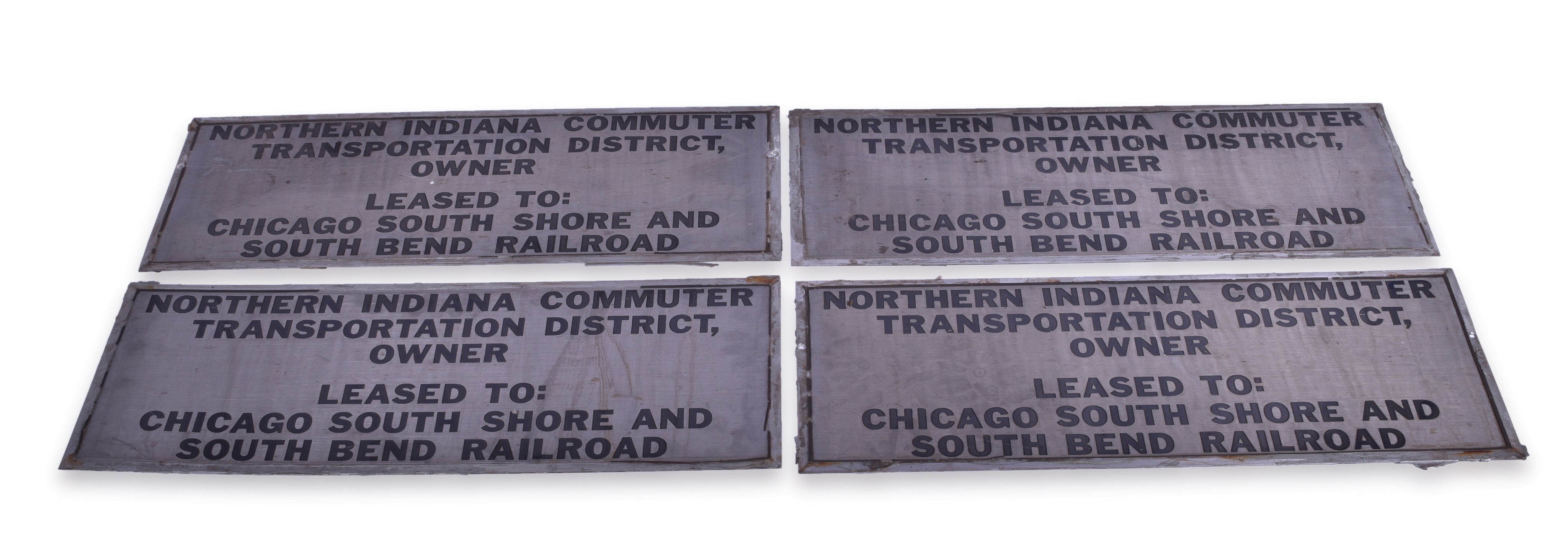 207 - Four Chicago, South Shore, & South Bend Railroad / NICTD Nippon Sharyo Commuter Car Stainless Steel Lessor Plates thumbnail