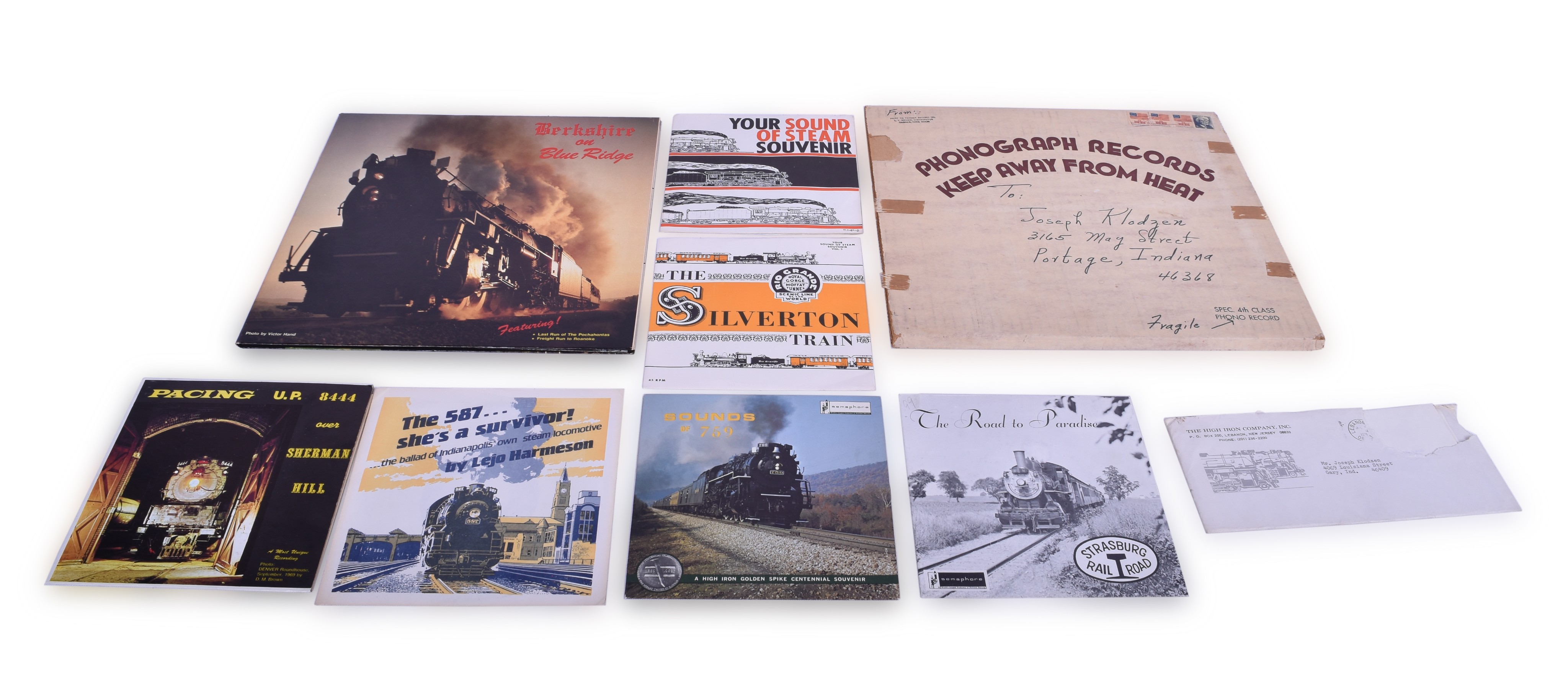 215 - Group of Eight Railroad 78 and 45 RPM Records - Nickel Plate 587 She's a Survivor, NKP 759 Berkshire on the Blue Ridge, Strasburg, and More thumbnail