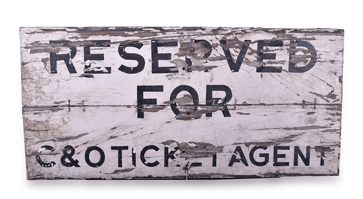 220 - Wooden Chesapeake and Ohio Railroad Reserved for Ticket Agent Sign thumbnail