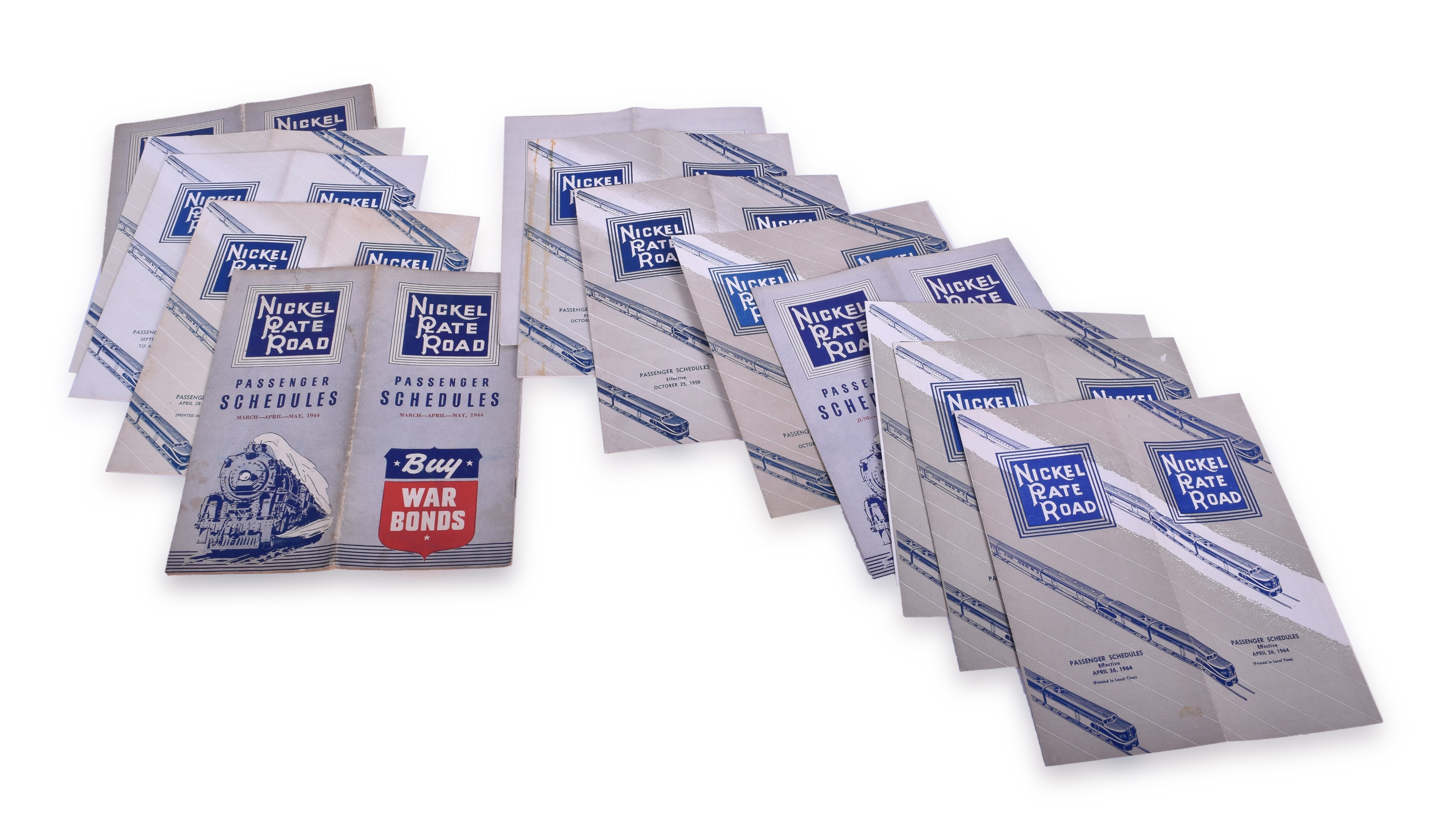 221 - Group of Fifteen Nickel Plate Railroad Timetables 1936, 1939, 1944, 1963, etc. thumbnail