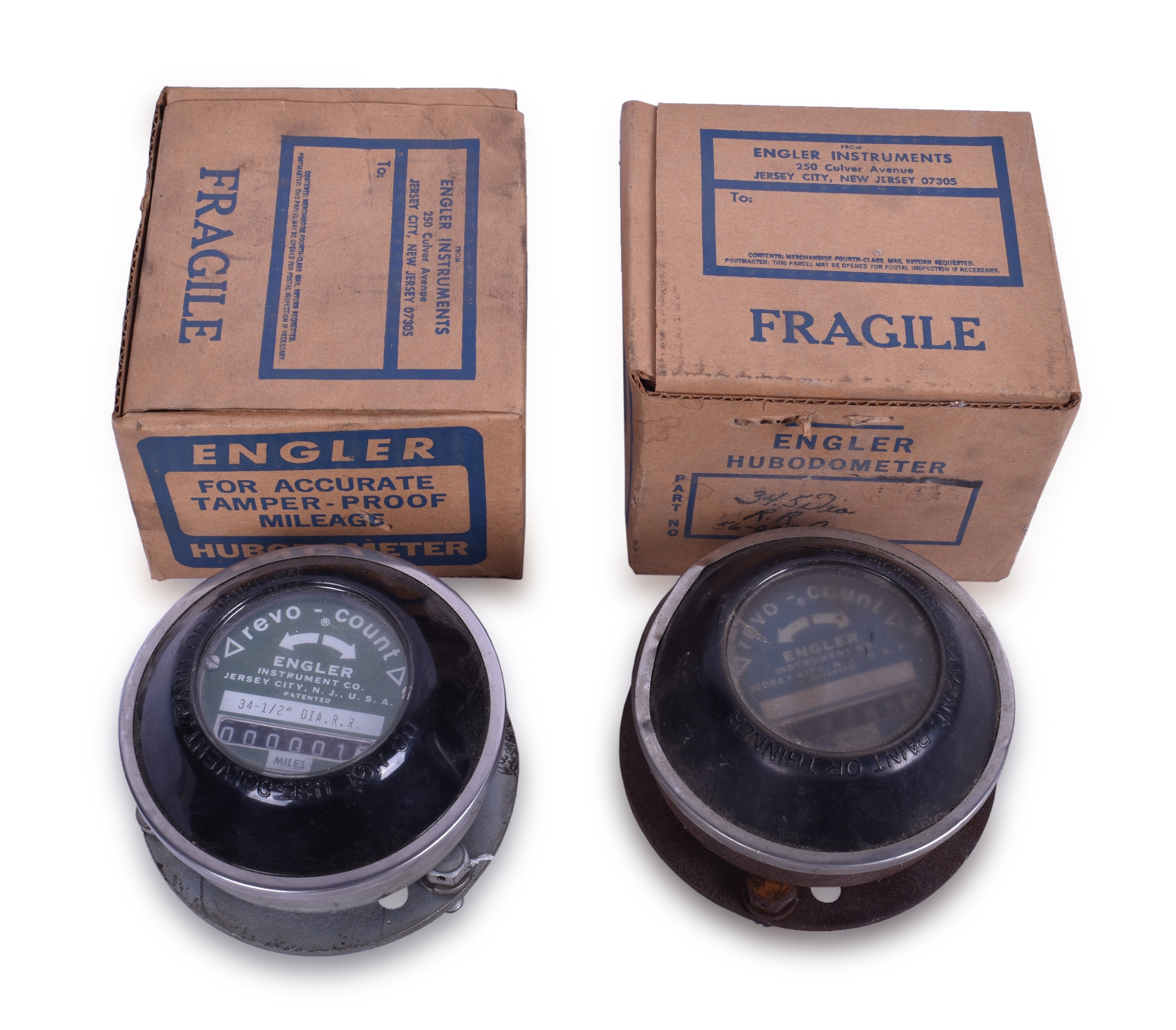 225 - Four Engler Revo-Counter Warranty Meters Used by NICTD - Two NOS thumbnail