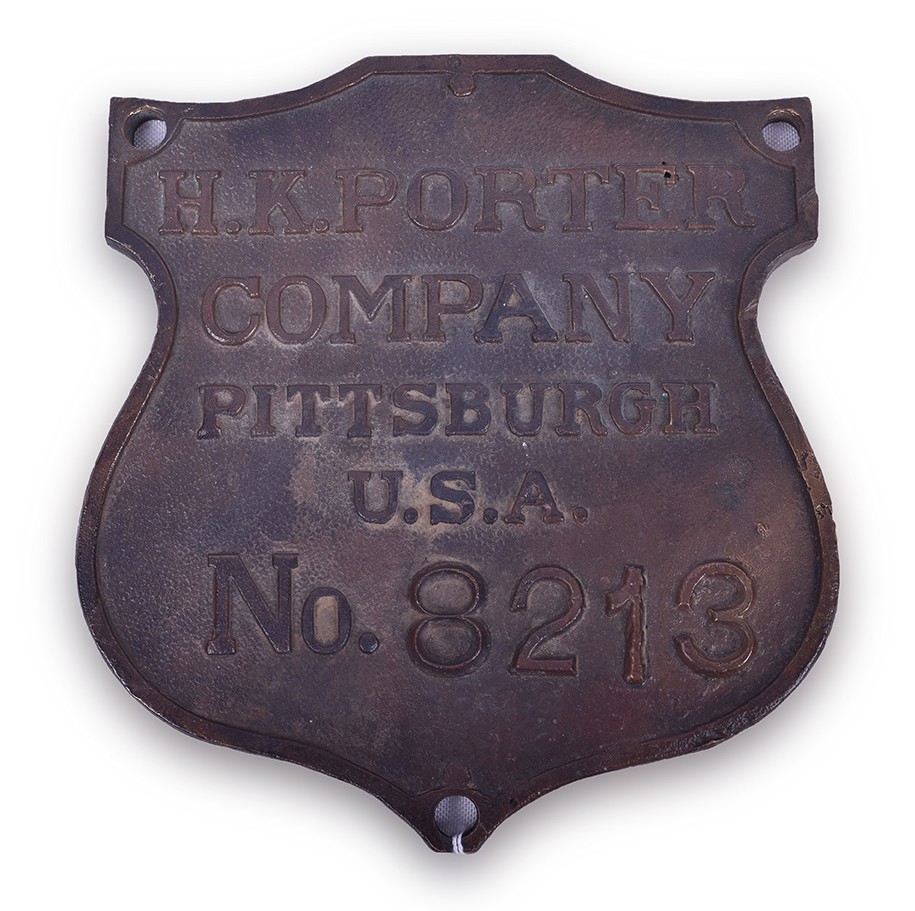 246 - H.K. Porter Locomotive Builders Plate - Serial Number 8213 - South African Iron & Steel Co - Model DE-35 Diesel Electric Locomotive thumbnail