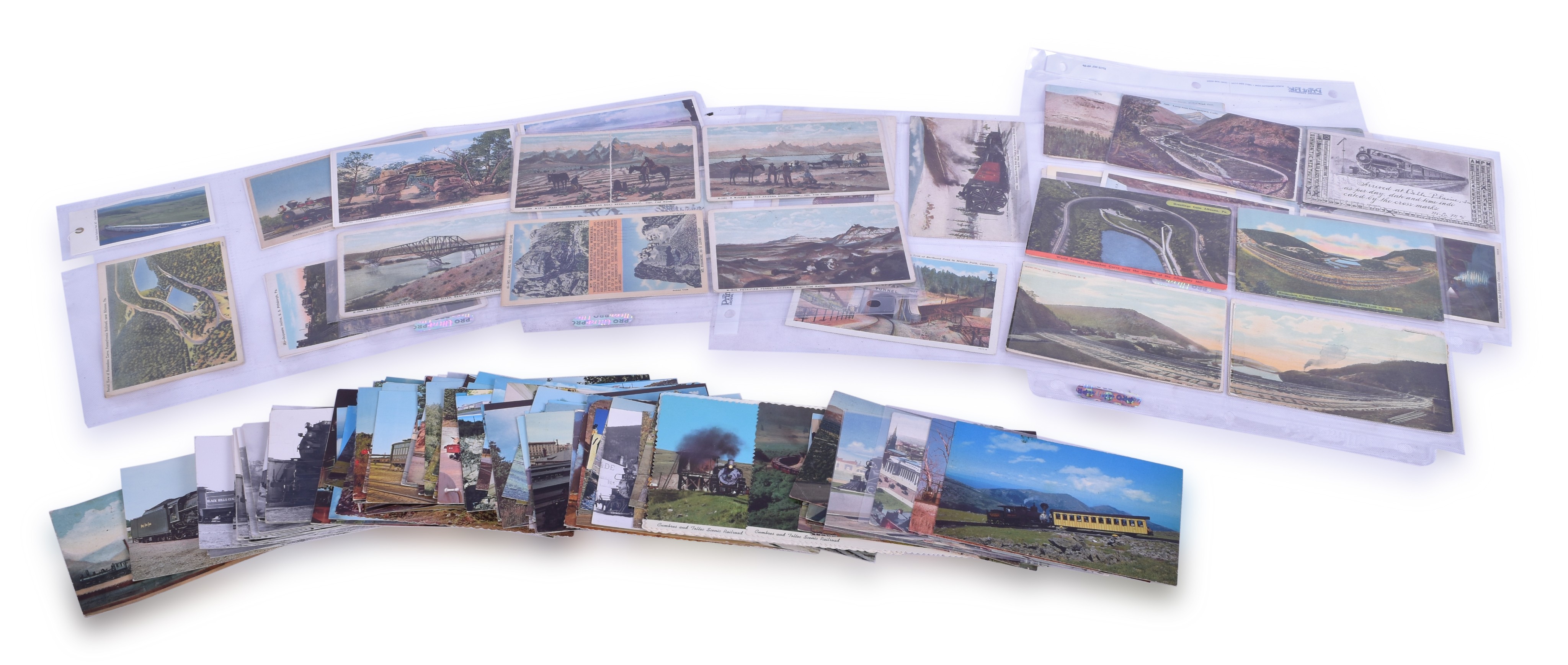 247 - Group of 143 Railroad Post Cards - Steam Locomotives, Traction, Diesel, Toy Train, Electric and More thumbnail