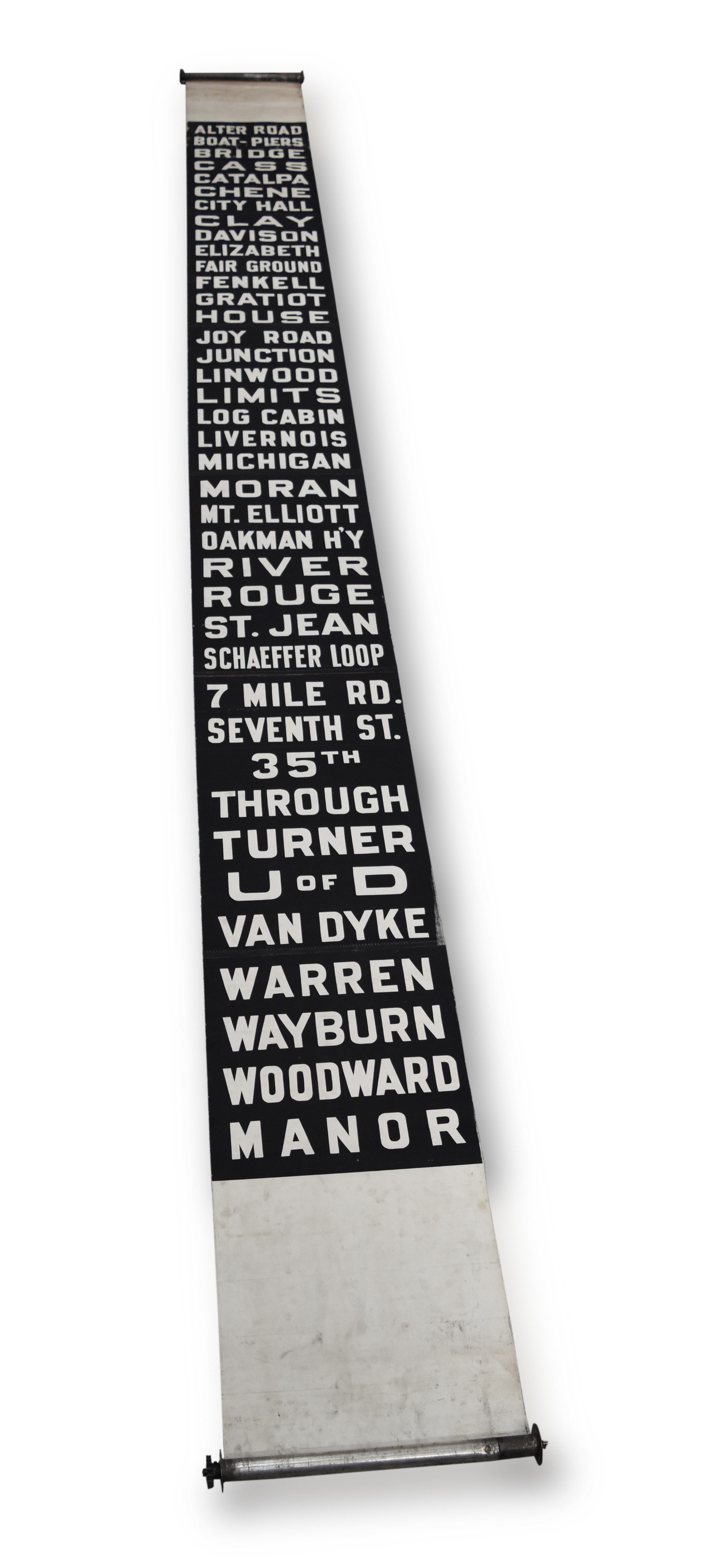 253 - Detroit Michigan Bus or Traction Destination Roll - Alter Road to Woodward Ave. / Manor Rd thumbnail