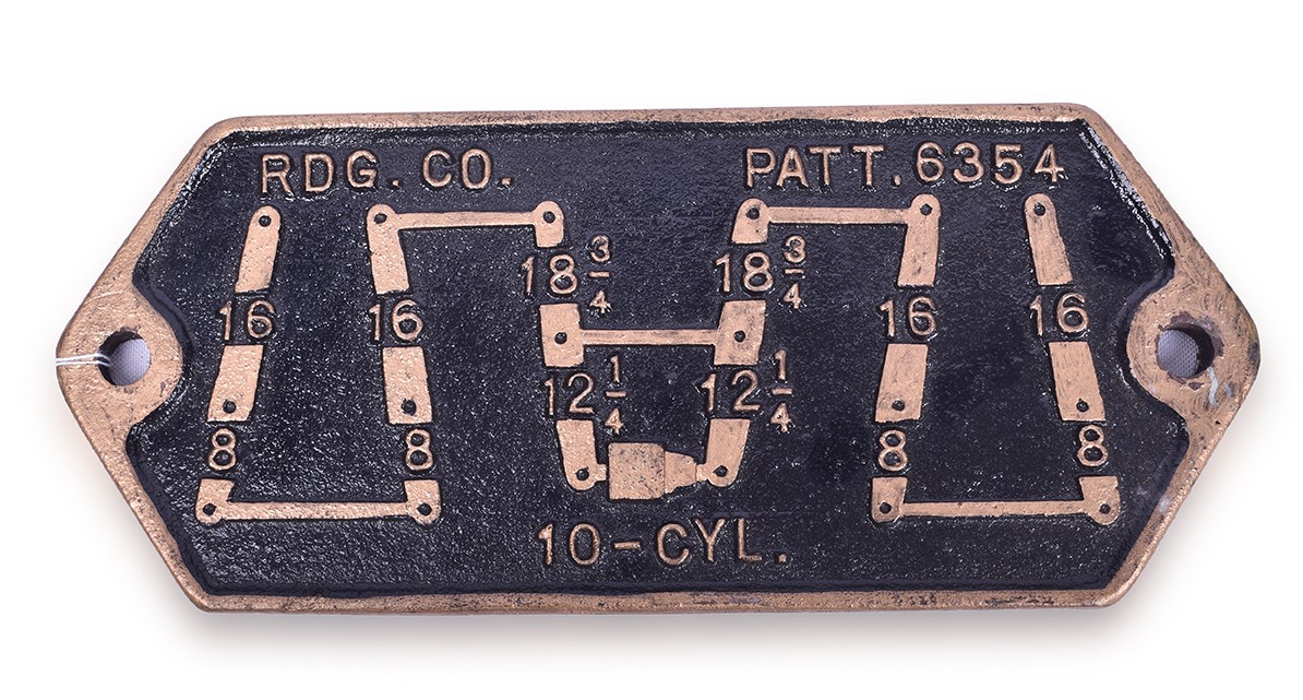 265 - Reading Railroad 6354 Air Brake Cylinder Diagram Cast Iron Plate. thumbnail