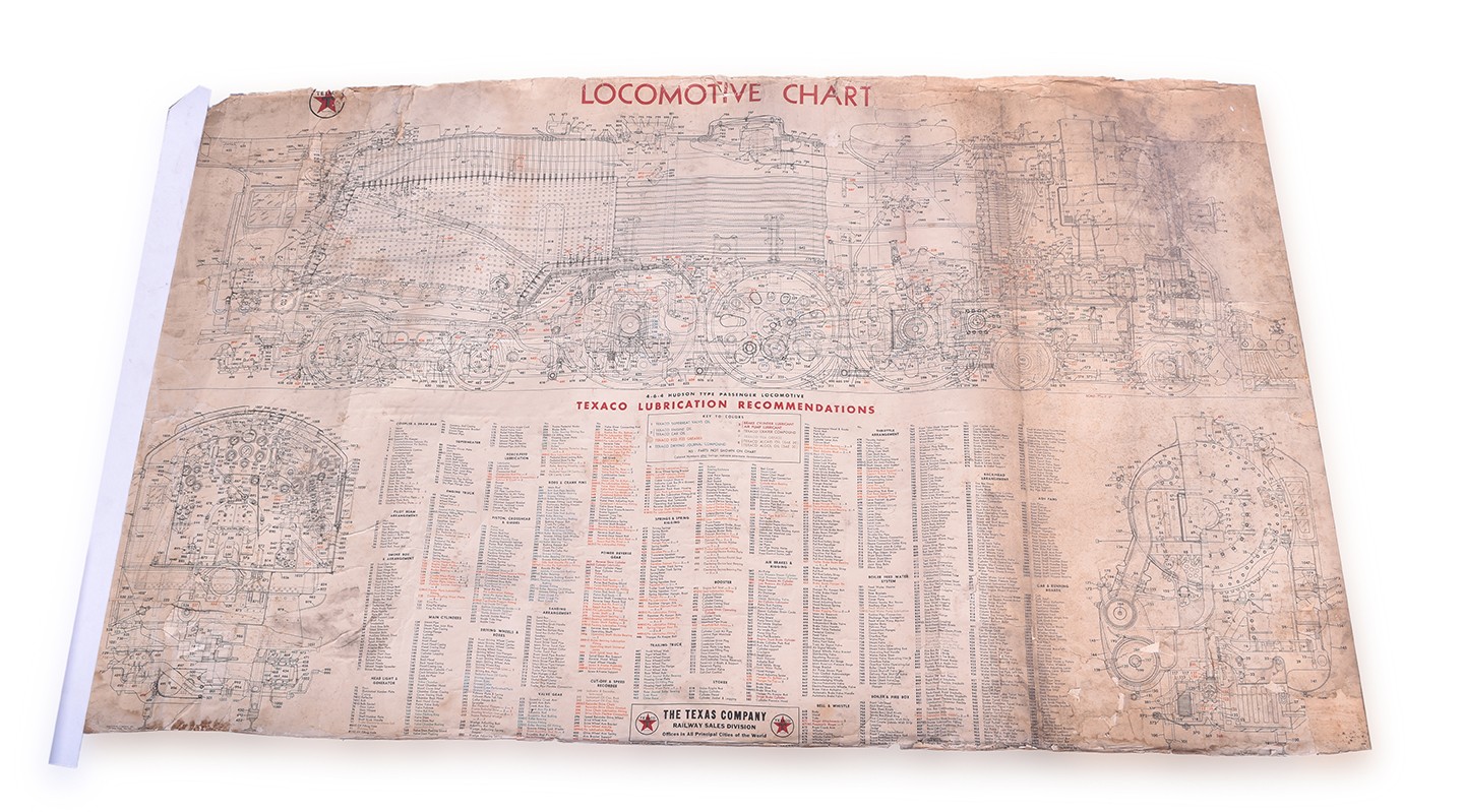 266 - TEXACO 1941 Hudson Type Steam Locomotive Lubrication Chart thumbnail