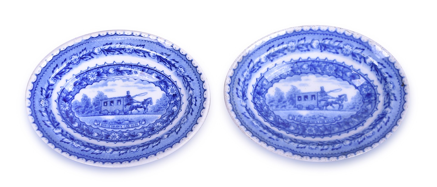 291 - Pair of Baltimore and Ohio Centenary / Colonial Lamberton Oval Bakers Dishes thumbnail