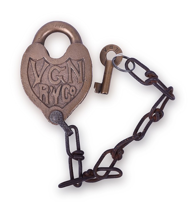315 - Virginian Railway Fancy Heart Shaped Brass Lock w/ Key thumbnail