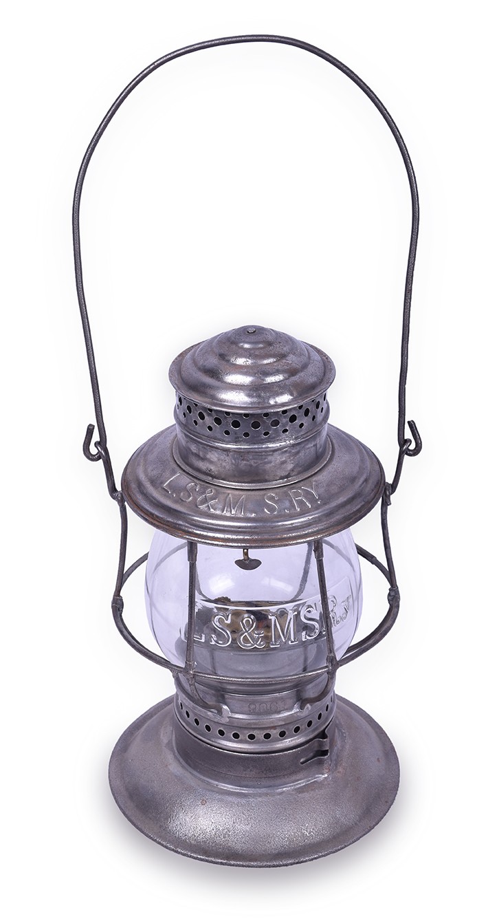 322 - Adams & Westlake Lake Shore & Michigan Southern Bell Bottom Railroad Lantern w/ Clear Cast Panel Name Globe thumbnail