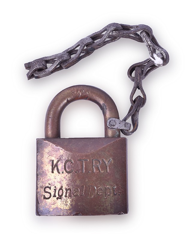 323 - Kansas City Terminal Railway Signal Department Brass Corbin Lock thumbnail