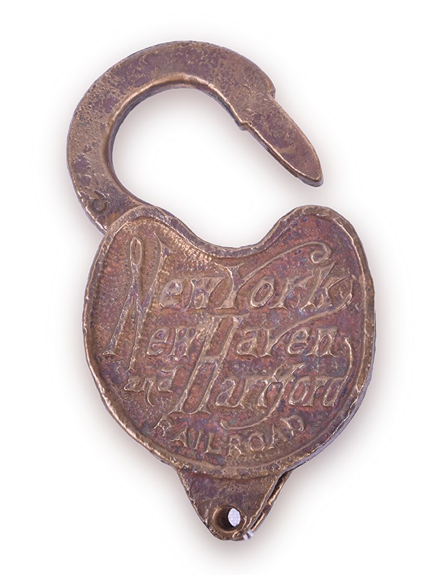 327 - New York, New Haven, & Hartford S&EM Co. Fancy Brass Heart Shaped Lock thumbnail