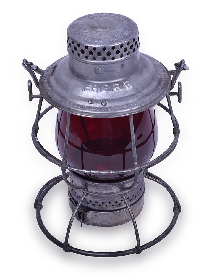 334 - Adlake Reliable Erie Railroad w/ Red Cast Name in Panel Globe thumbnail