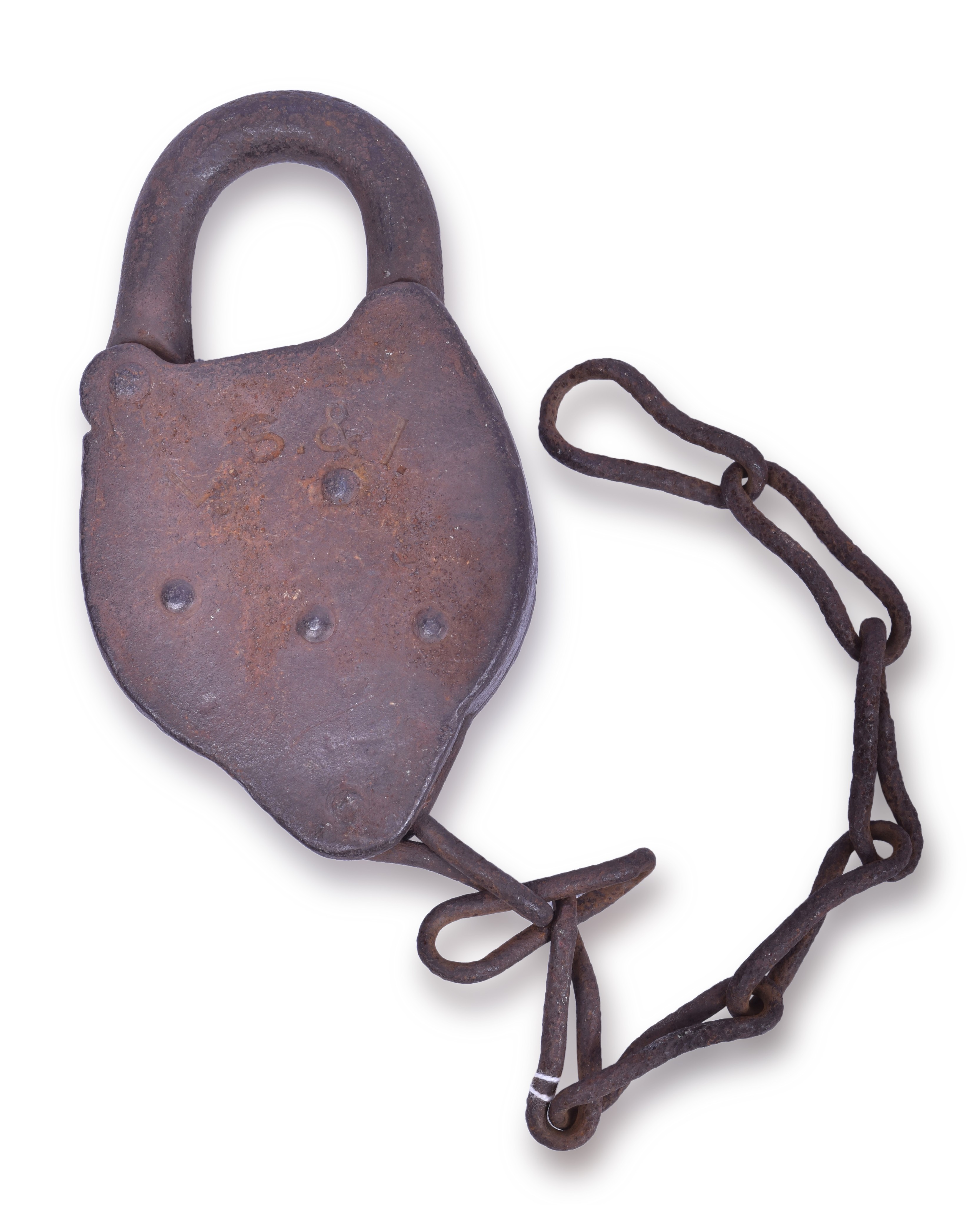 335 - Lake Superior & Ishpeming Railroad Heart Shaped Steel Lock thumbnail