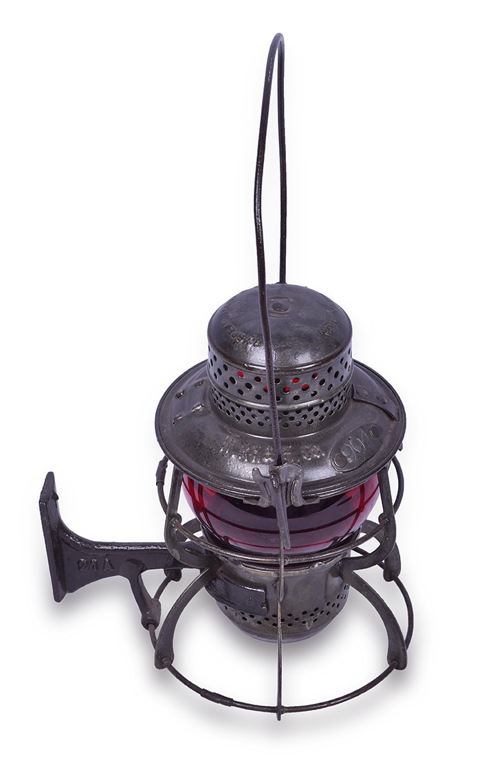 336 - Armspear Washington Railway & Electric Co. 1925 Lantern w/ Marker Lamp Mount and Red Short Globe thumbnail