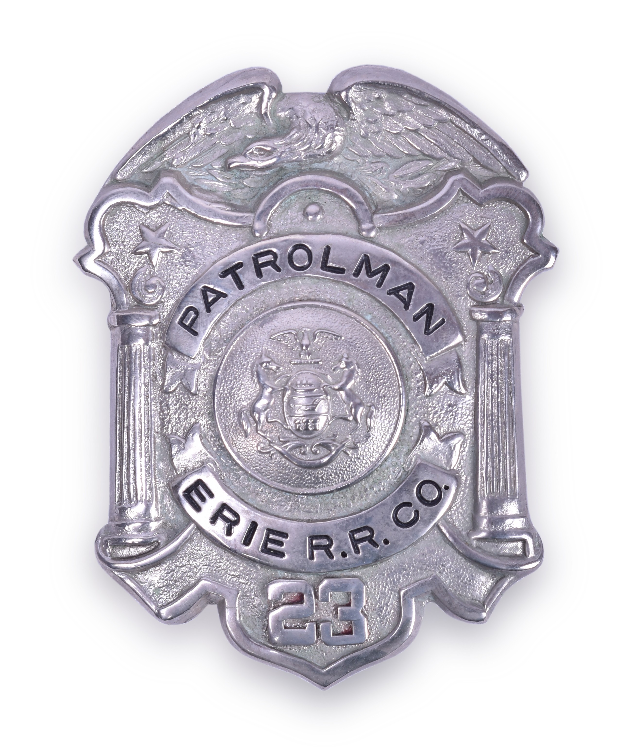 349 - Erie Railroad Patrolman Breast Badge thumbnail