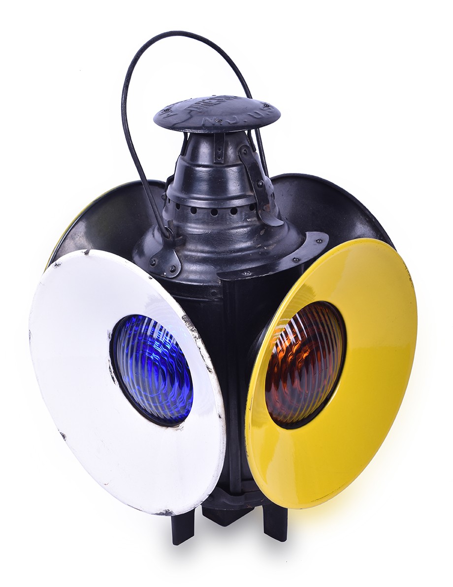 350 - Dressel Railroad Switch Lamp w/ White and Yellow Porcelain Day Targets thumbnail