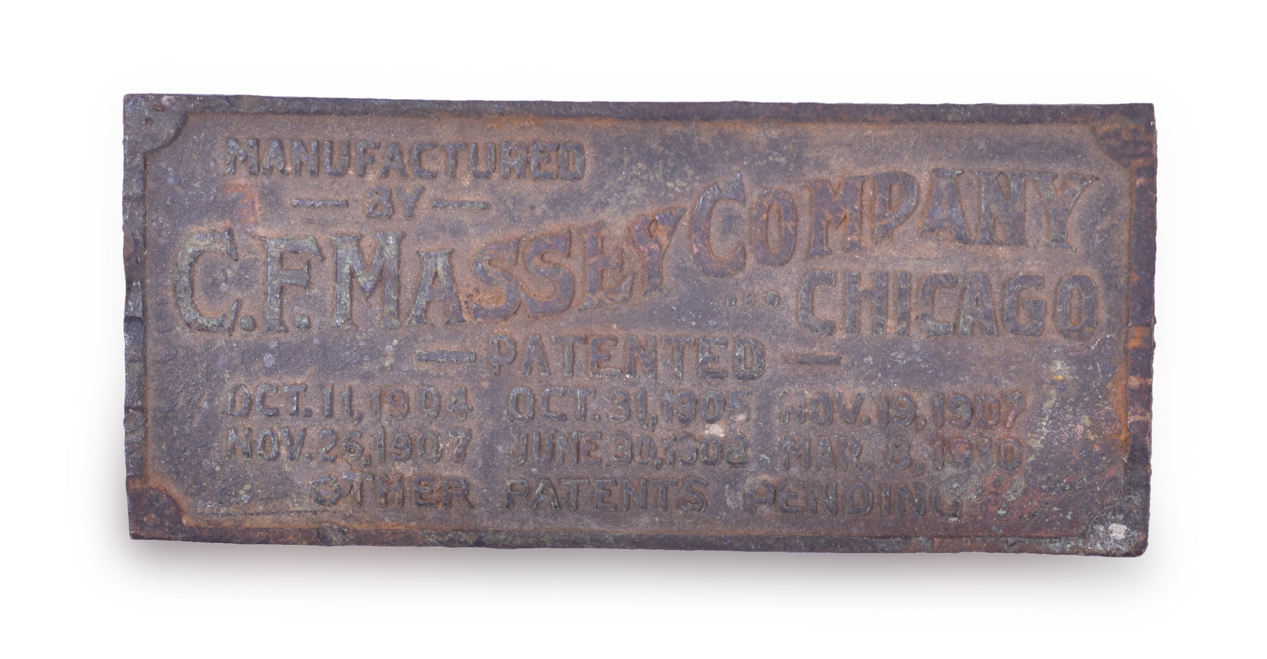 377 - C.F. Massey Railroad Signal Battery Well Brass Manufacturing Tag thumbnail