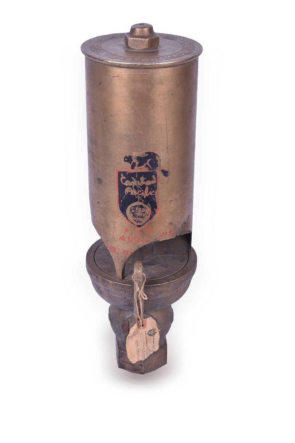 382 - Canadian Pacific Star Brass Mfg. Co. Three Chime Steam locomotive Whistle from Montreal Angus Shops thumbnail