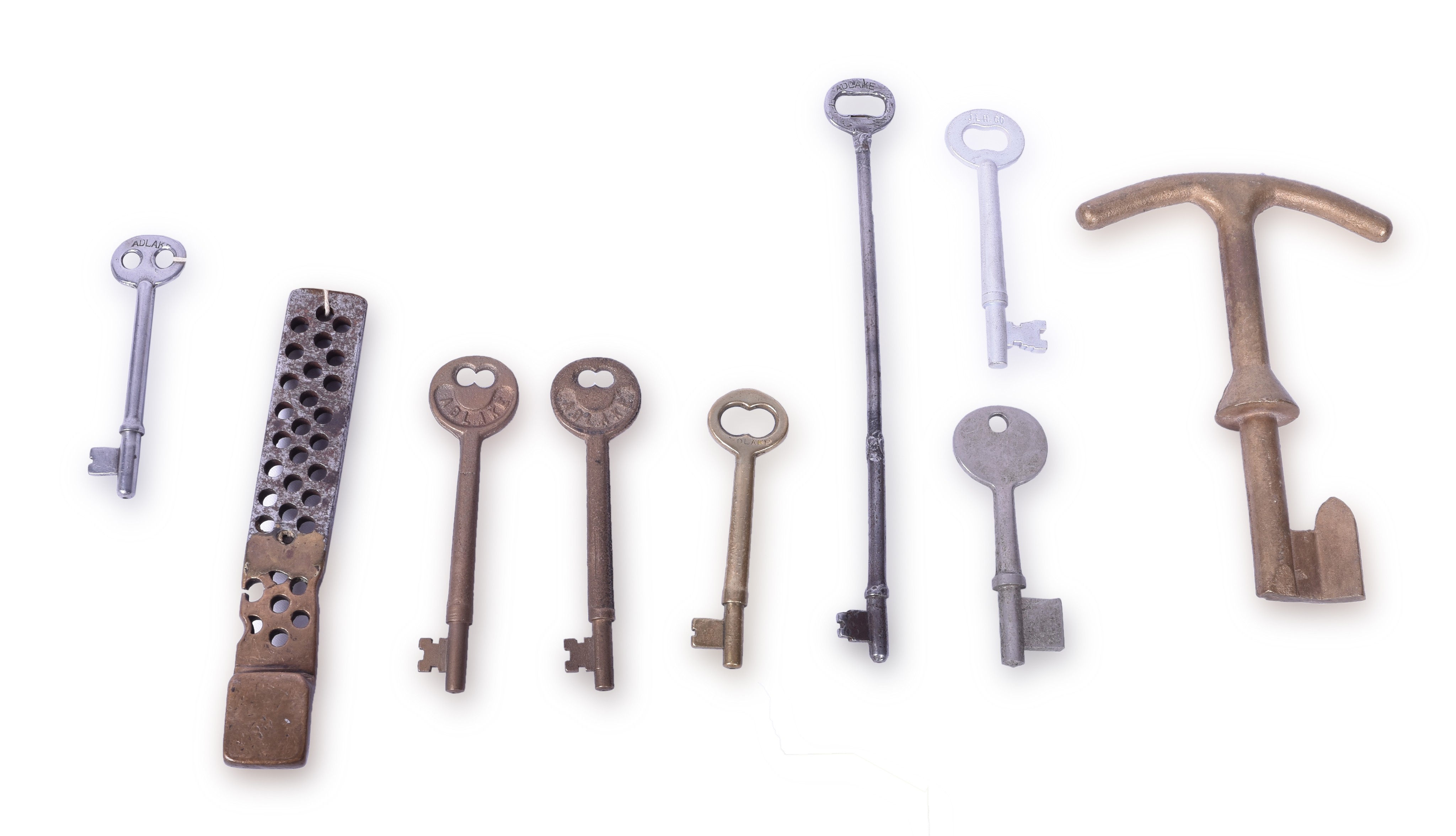 393 - Eight Adlake, JLH, and Custom Railroad Coach / Caboose Keys thumbnail