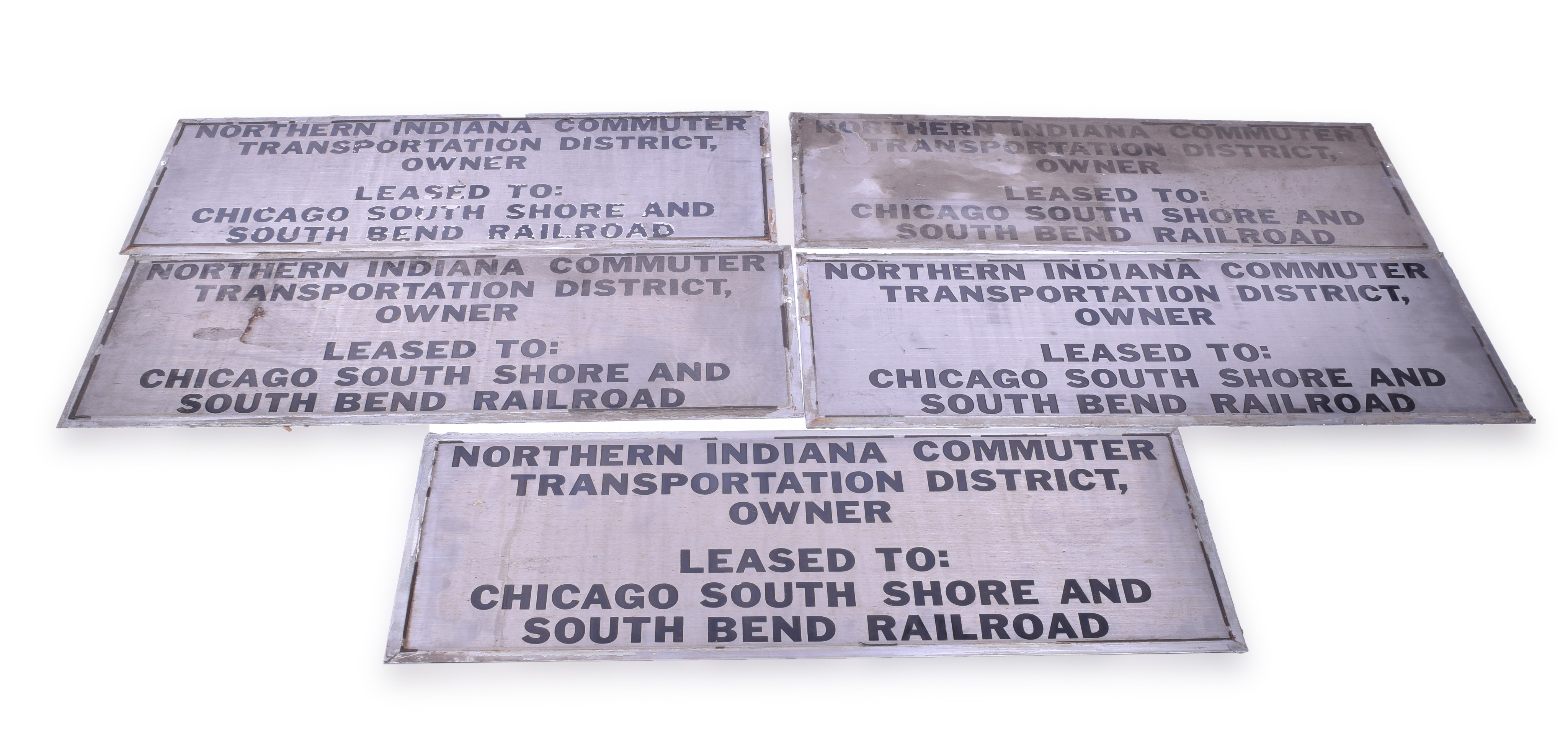 395 - Five Chicago, South Shore, & South Bend Railroad / NICTD Nippon Sharyo Commuter Stainless Steel Lessor Plates thumbnail