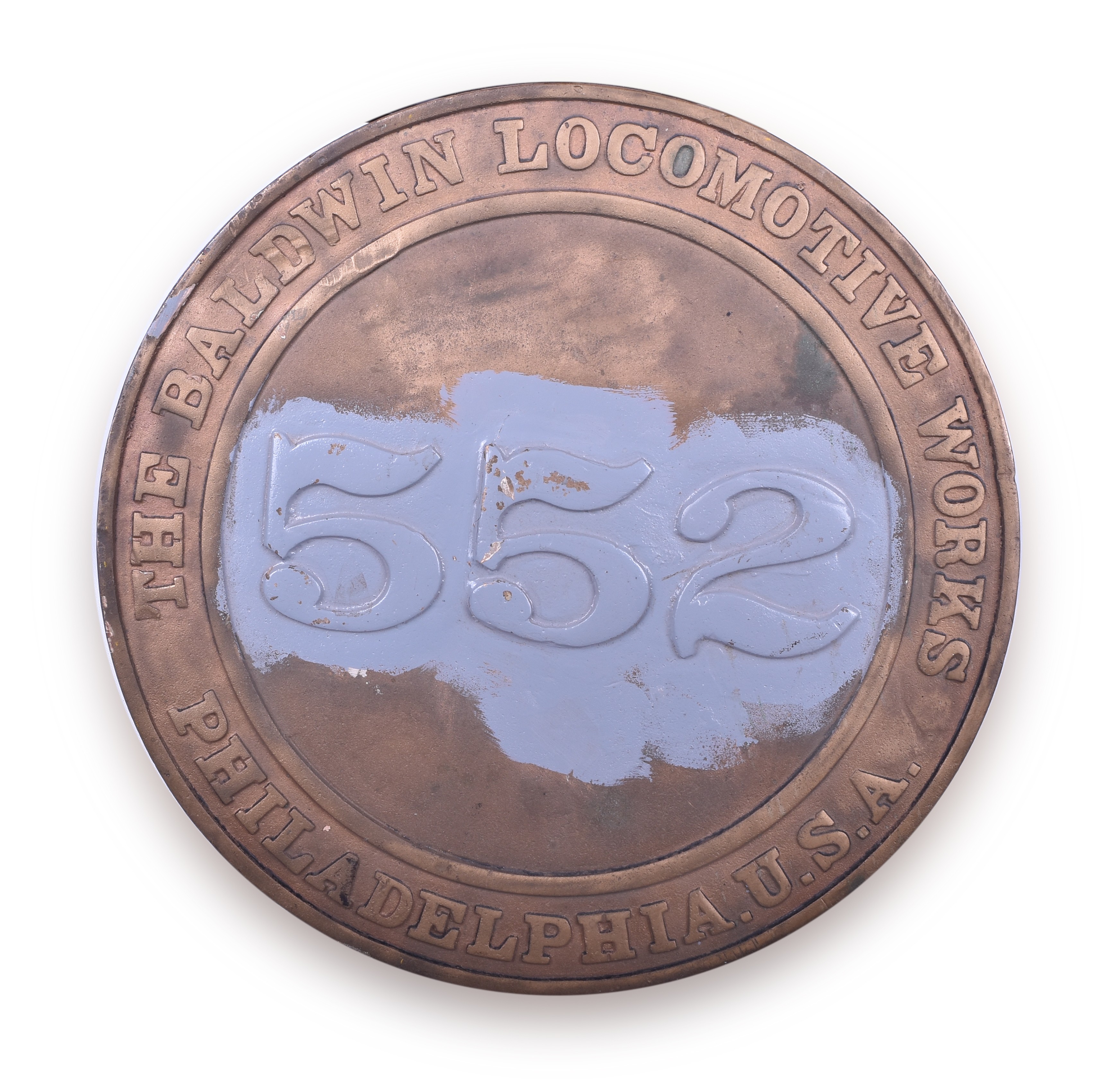 402 - Baldwin Locomotive Works #552 Steam Locomotive Number Plate thumbnail