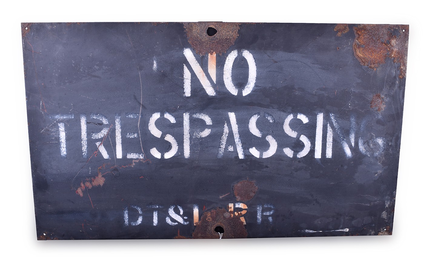 450 - Detroit Toledo & Ironwood Railroad Steel No Trespassing Sign thumbnail