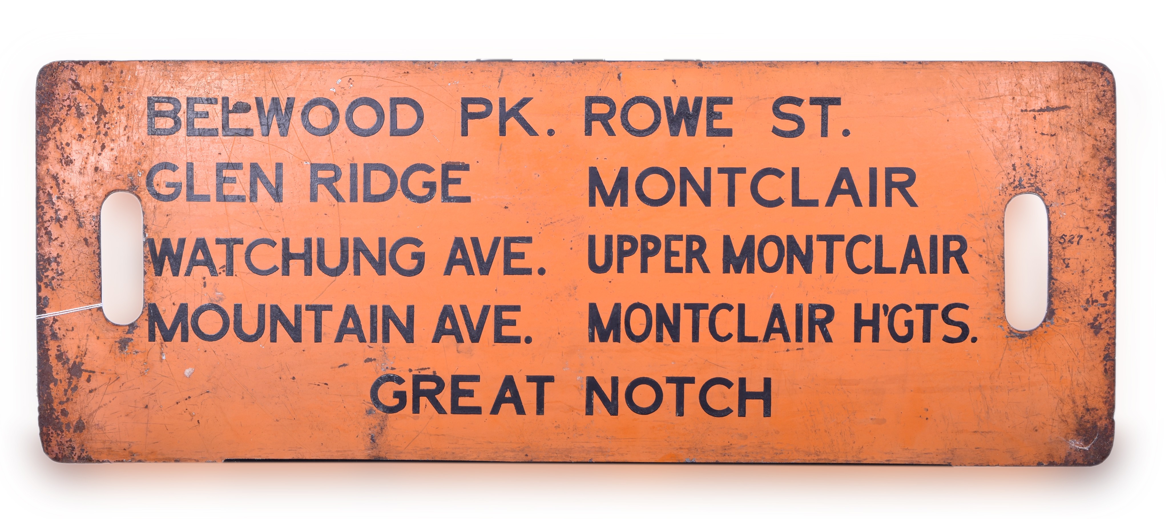 454 - Double Sided New York and Greenwood Lake Railway Gate Sign - Train # 519 and #527 thumbnail