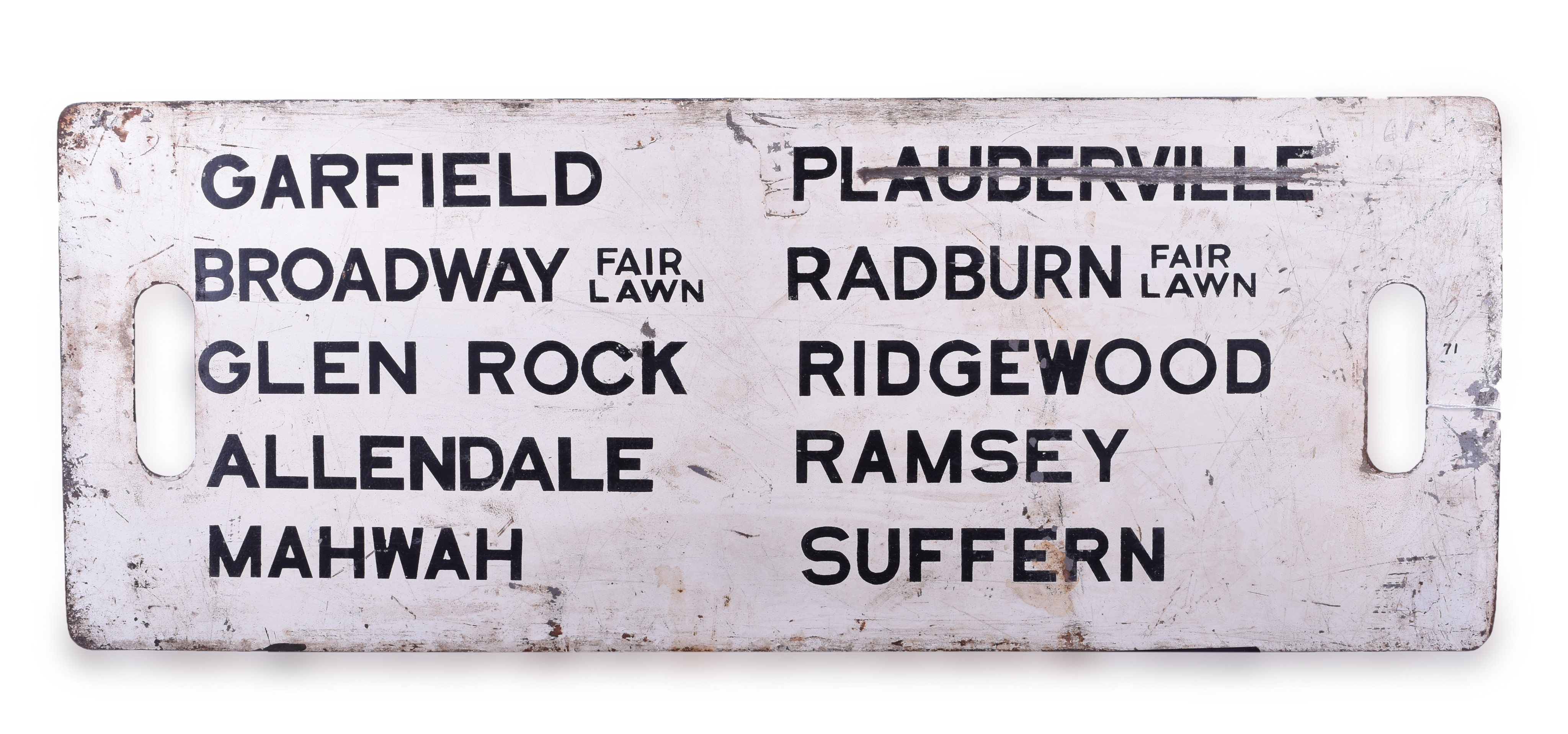 456 - Erie Railroad Steel Gate Sign - Train # 71 and #267 thumbnail