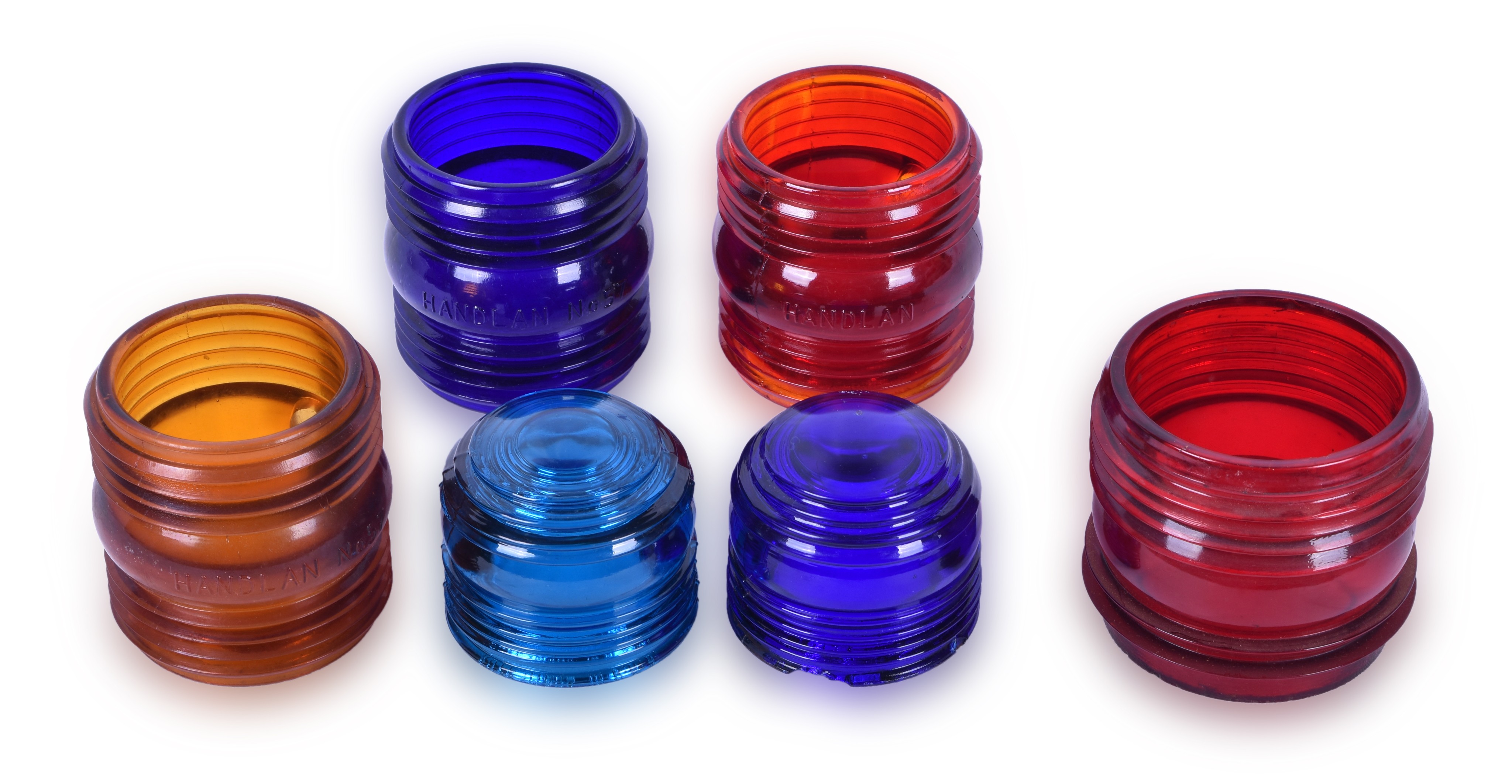 468 - Six Handlan and Kopp Colored Globes / Lenses thumbnail