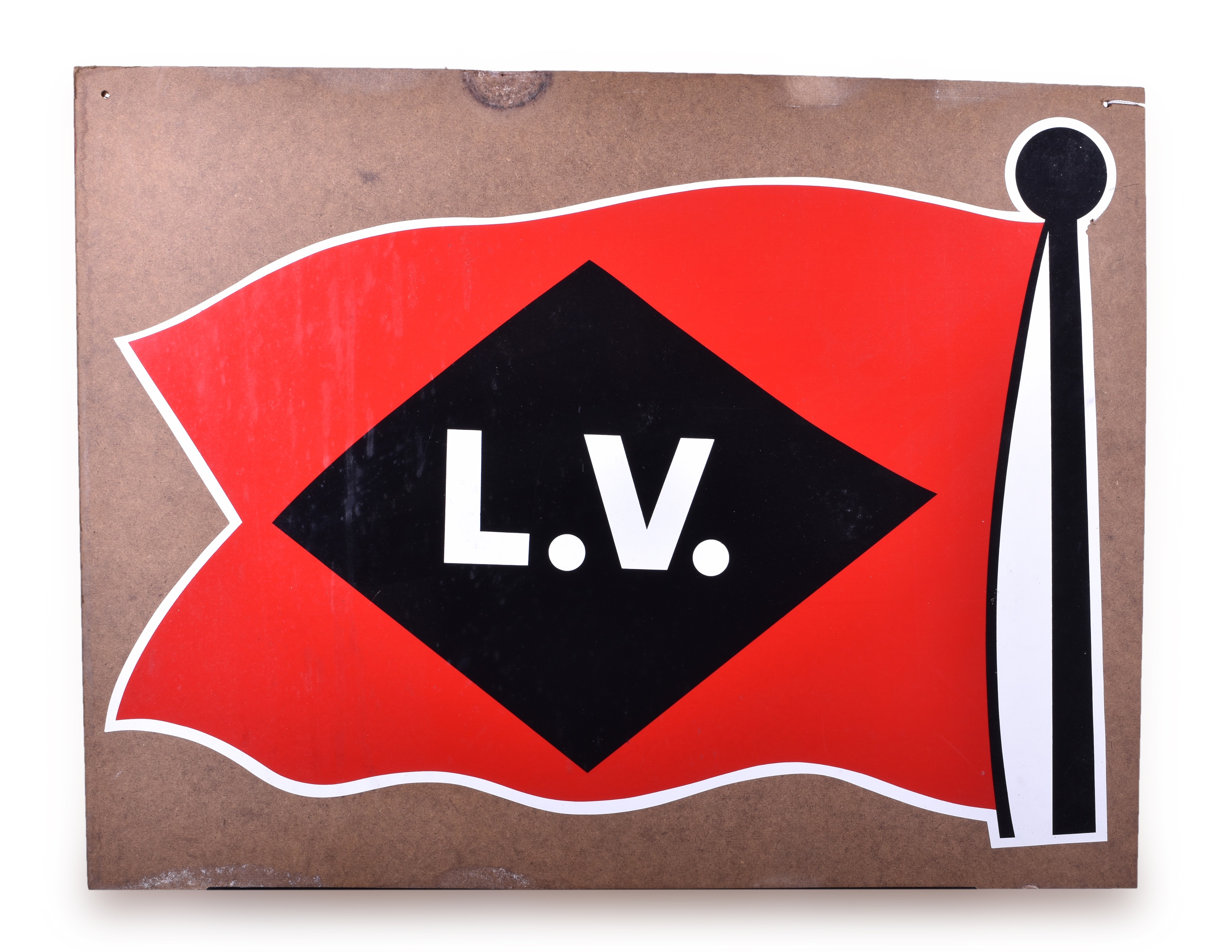 482 - Lehigh Valley Railroad Flag Decal Mounted to Masonite Board thumbnail