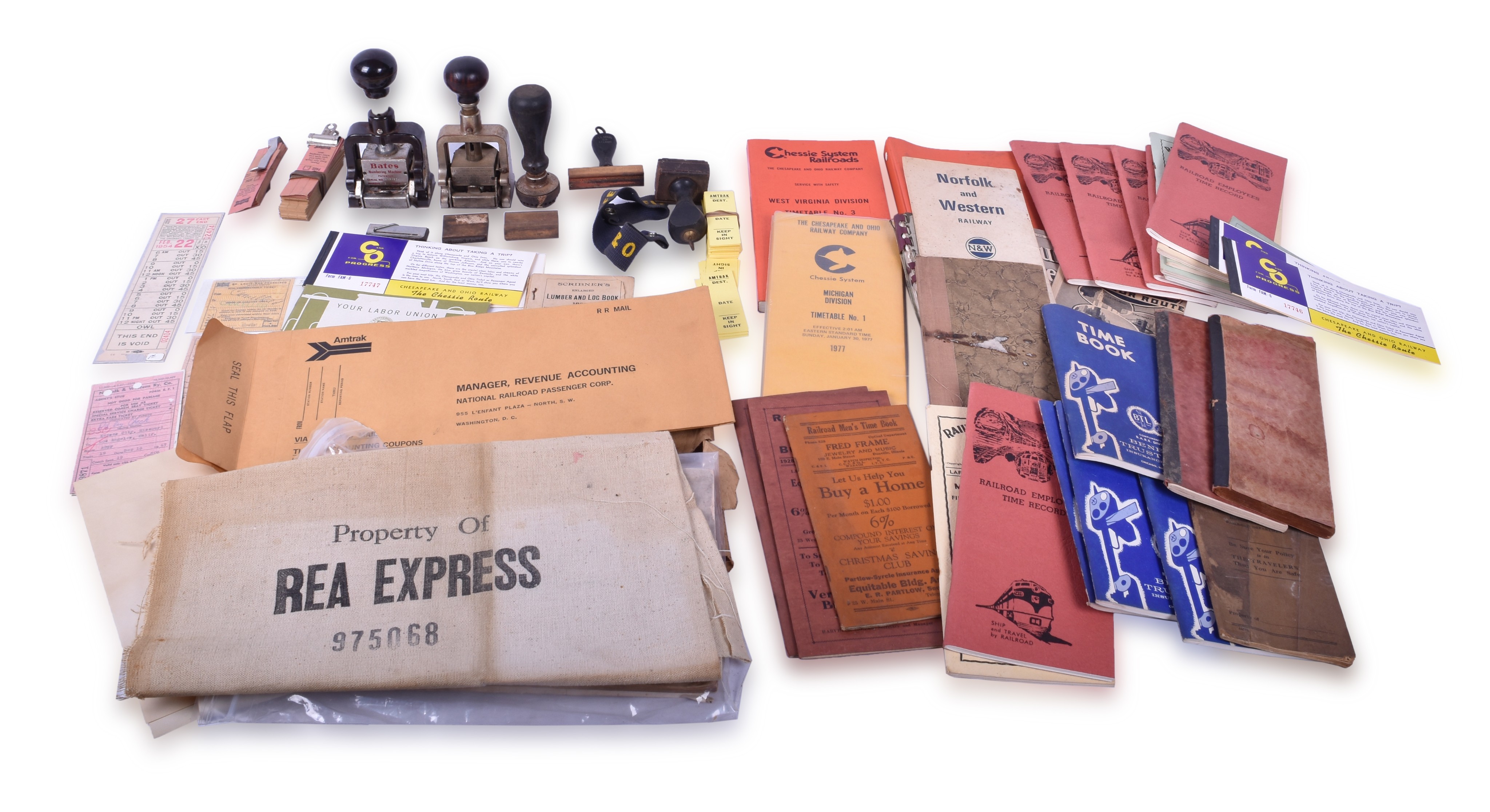 486 - Miscellaneous Railroad Paper and Stamp Lot - Frisco, Amtrak, Chessie, TP&W, etc. thumbnail