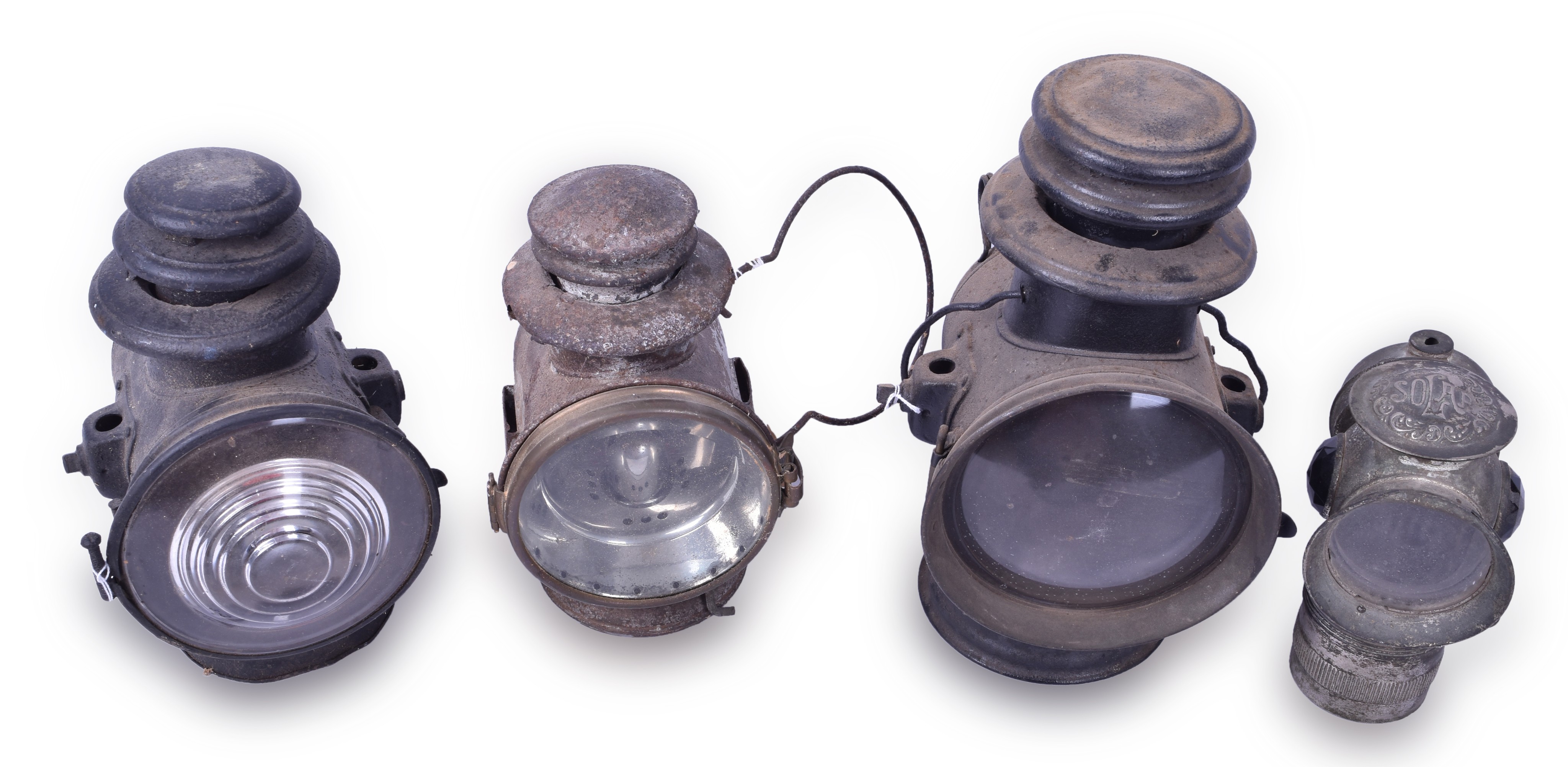 487 - Four Dietz, CT Ham, and Badger Brass Solar Driving / Headlight Lamps thumbnail