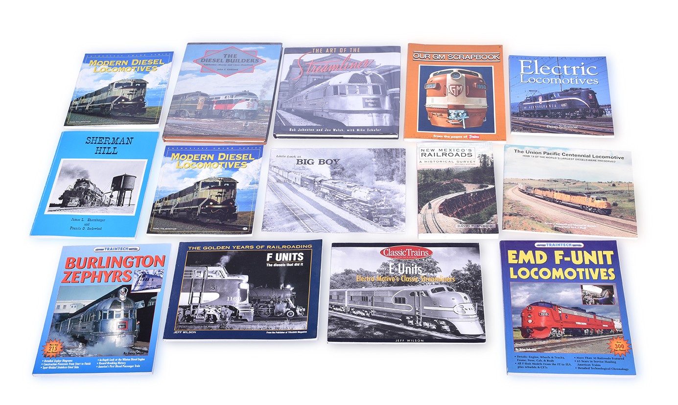 495 - Twelve Diesel Locomotive / Streamliner Books - EMD, E Units, F Units, Fairbanks, Lima thumbnail