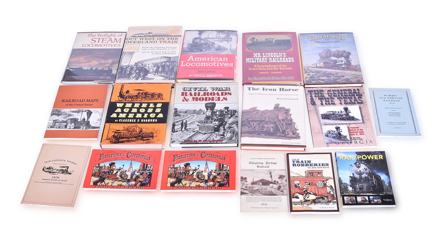 497 - Seventeen Railroad Books on Civil War, Transcontinental Railroad, Early Railroading thumbnail