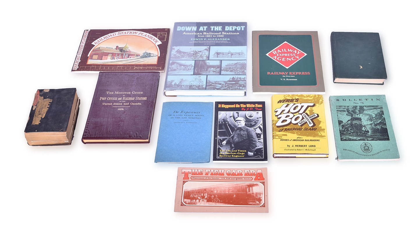 500 - Eleven Railroad Books - Railway Express Agency, Depots, Locomotive Engineering, and More thumbnail