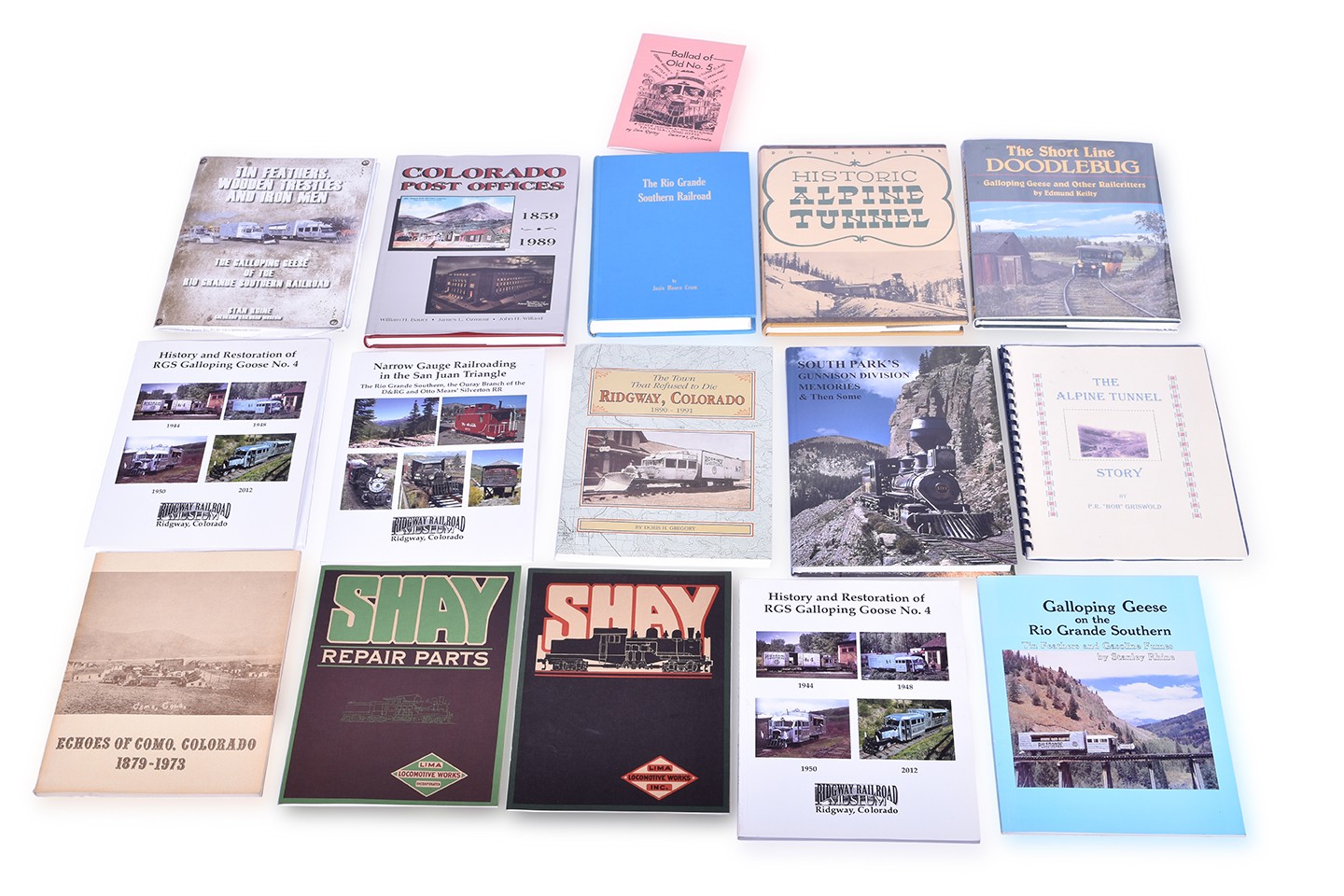 504 - Fifteen Railroad Books - Galloping Geese, Alpine Tunnel, South Park Memories, The Rio Grande Southern, etc. thumbnail