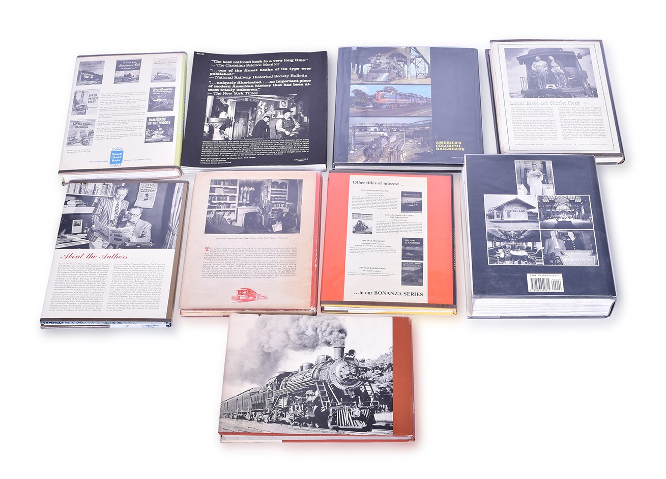 506 - Nine railroad books from Beebe, Reed, Ball, and Others - Steamcars to the Comstock, Train Wrecks, Cable Car Carnival, The Age of Steam, etc. thumbnail