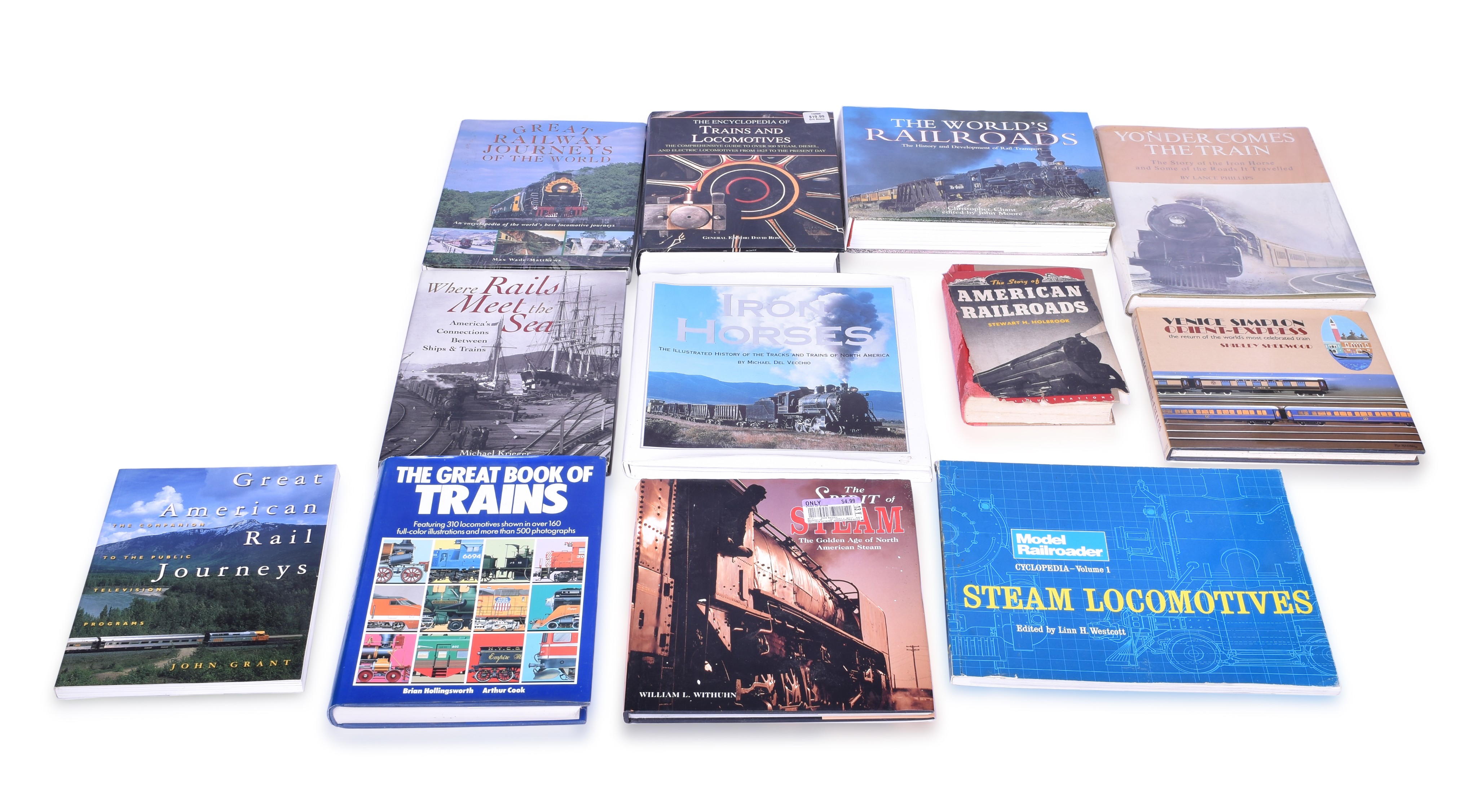 516 - Twelve Railroading Books - Steam Locomotives, Great Book of Trains, The Spirit of Steam, etc. thumbnail