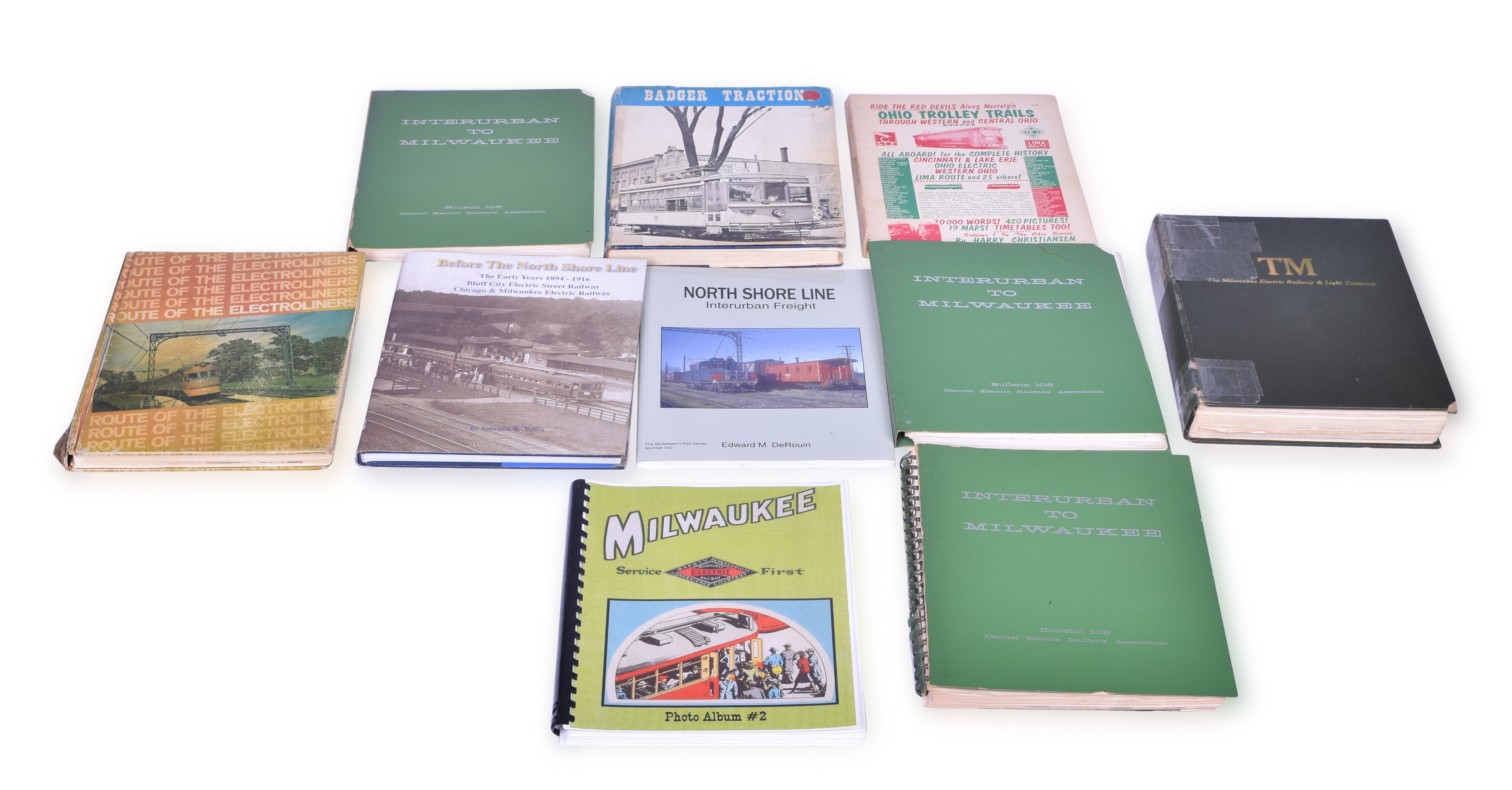 522 - Ten Interurban / Traction / Trolley books - Milwaukee Wisconsin, Illinois and Ohio Subject Matter thumbnail