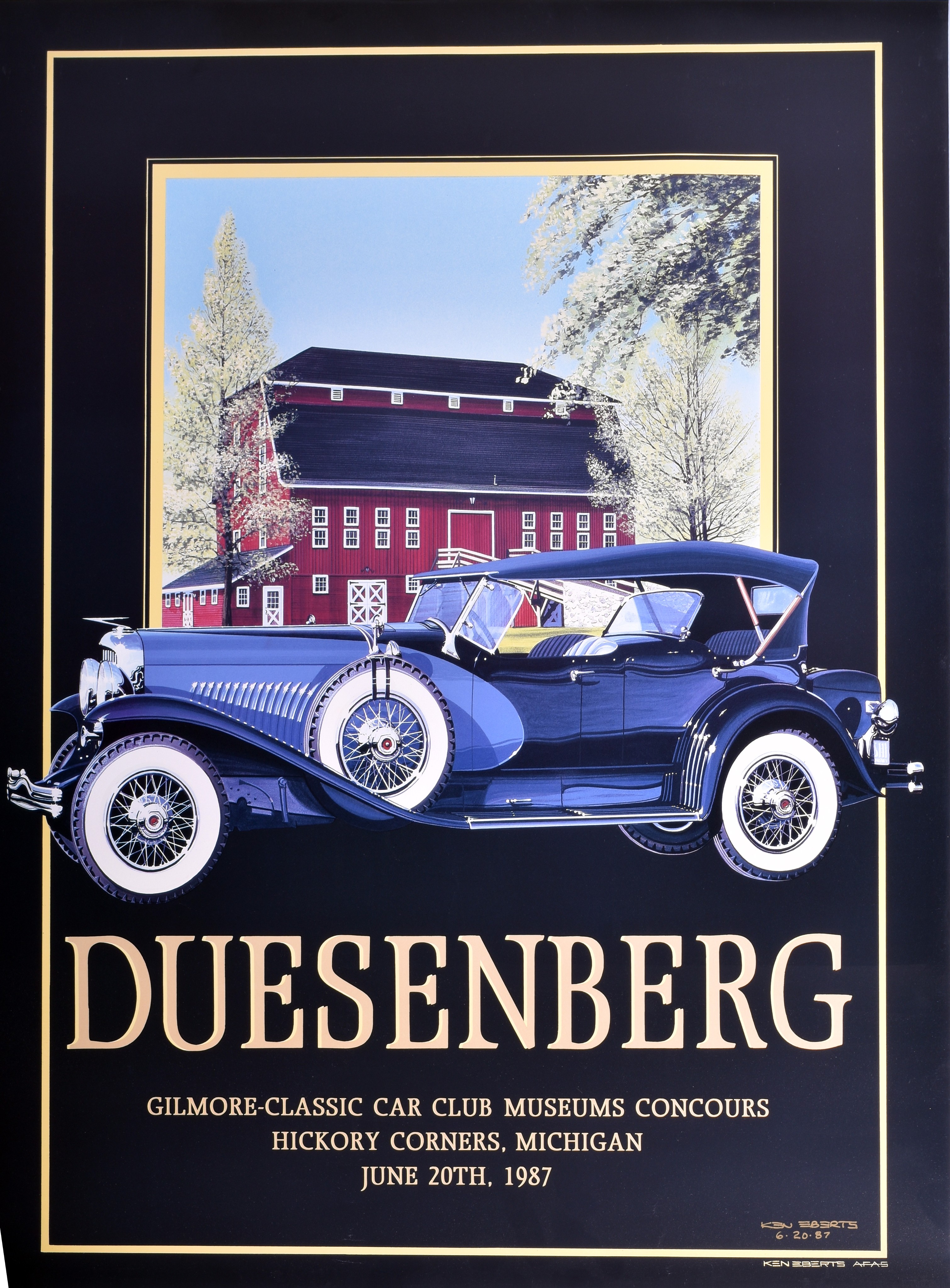 808 - 1987 Gilmore Classic Car Club Museums Concours - Featuring Duesenberg - Artist Signed thumbnail