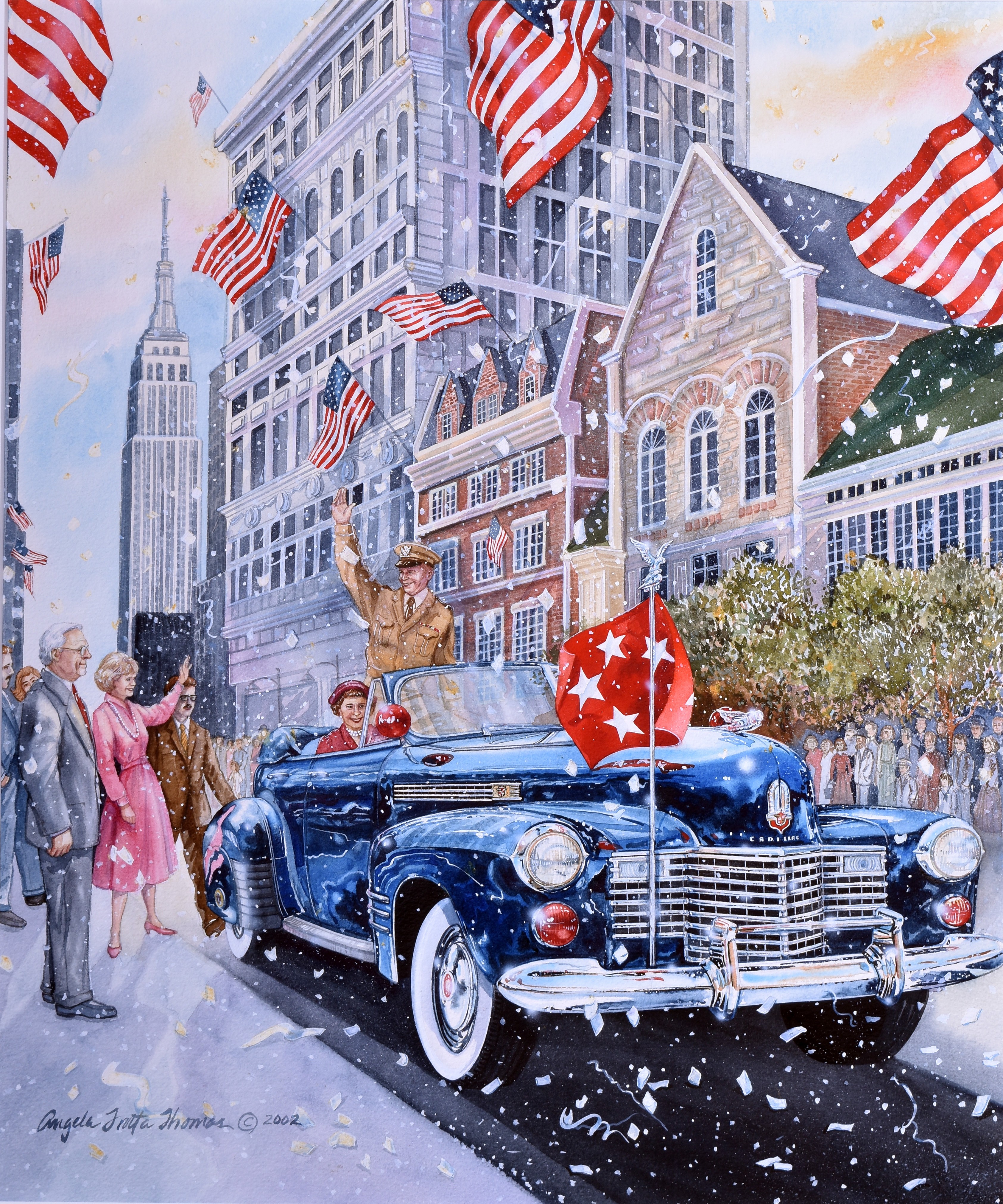838 - 1941 Cadillac Imperial Formal Limousine - Original Framed Watercolor Painting thumbnail