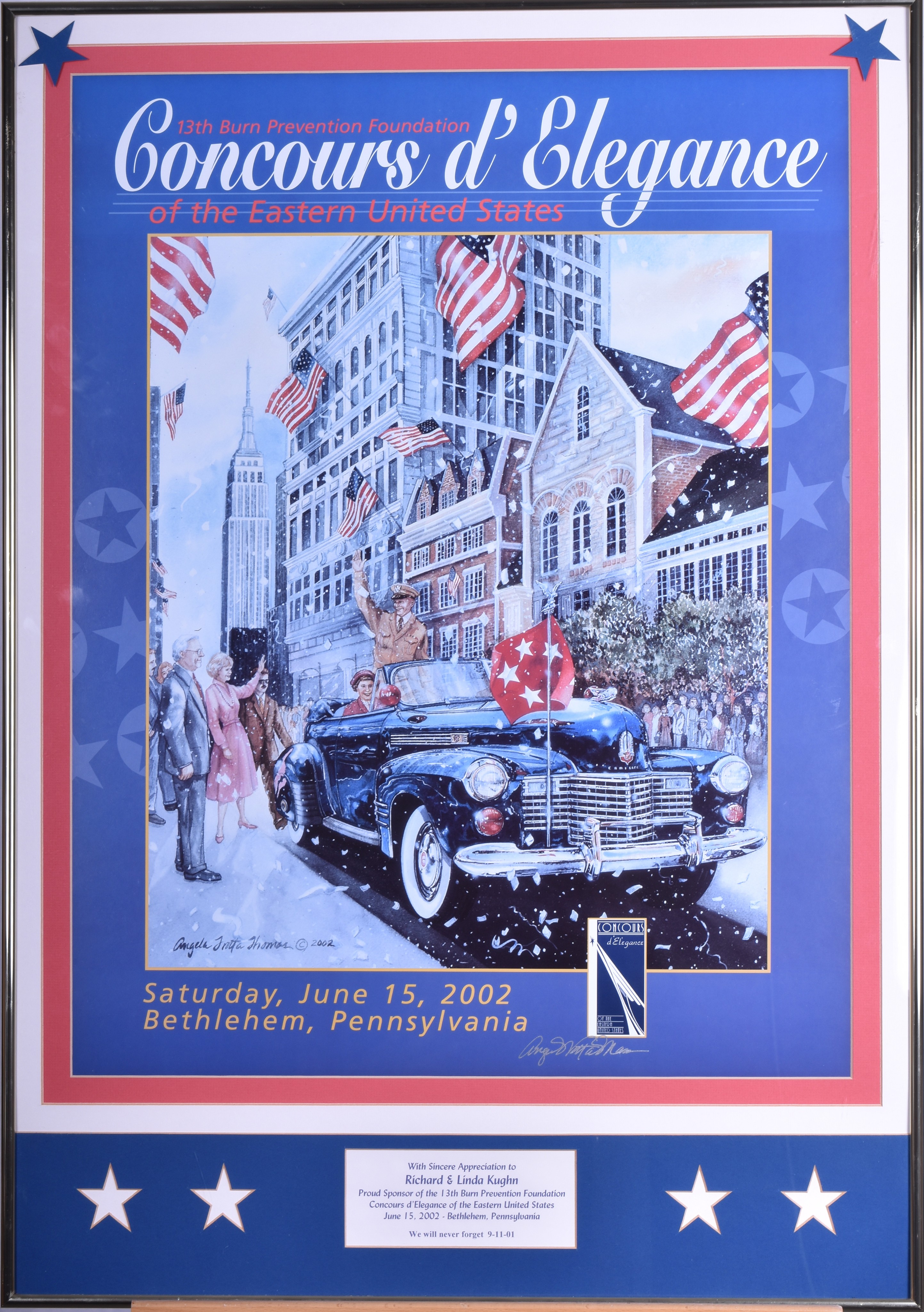 848 - 2002 Concours d'Elegance of the Eastern United States Framed and Signed Event Poster - Presented to Richard Kughn thumbnail