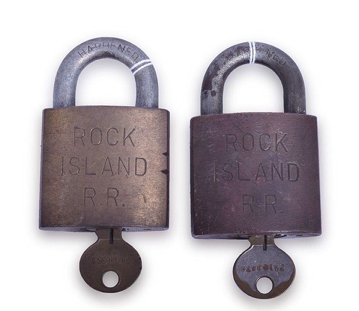 3 - Pair of Corbin Rock Island Railroad Locks w/ Keys thumbnail